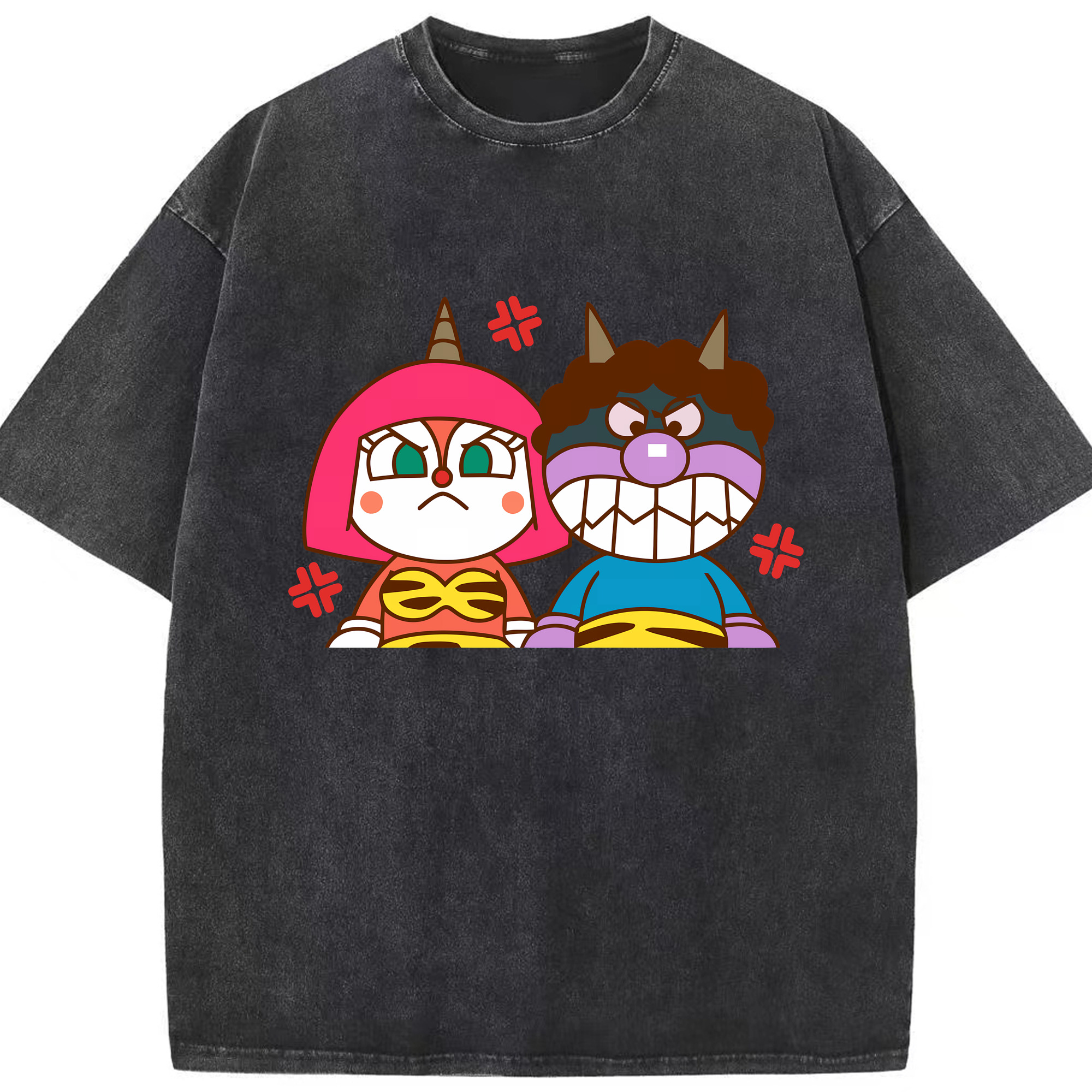 （画像用） アンパンマン Anpanman 綿100% ヴィンテージ風 半袖Tシャツ（フロントプリント）