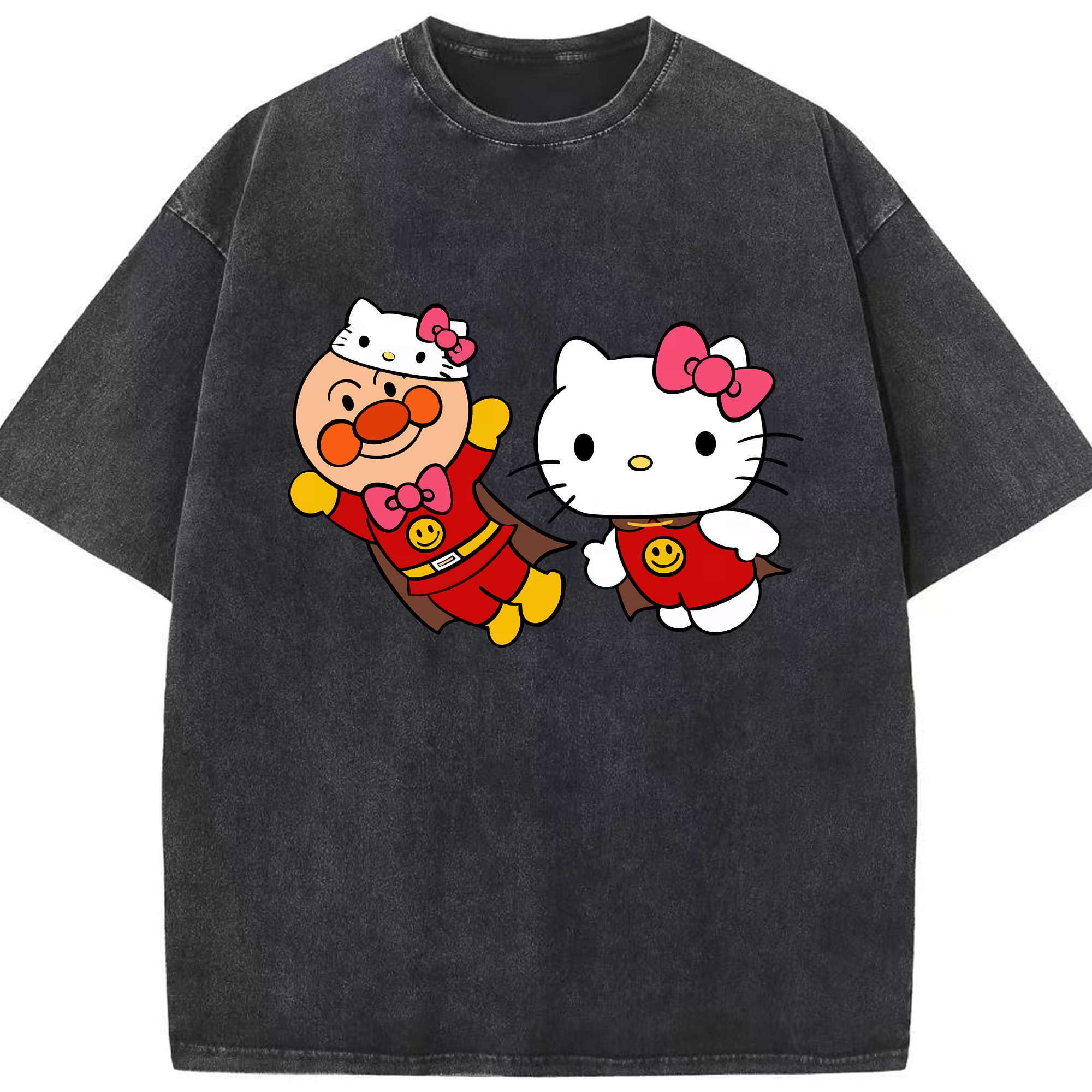 （画像用） アンパンマン Anpanman 綿100% ヴィンテージ風 半袖Tシャツ（フロントプリント）