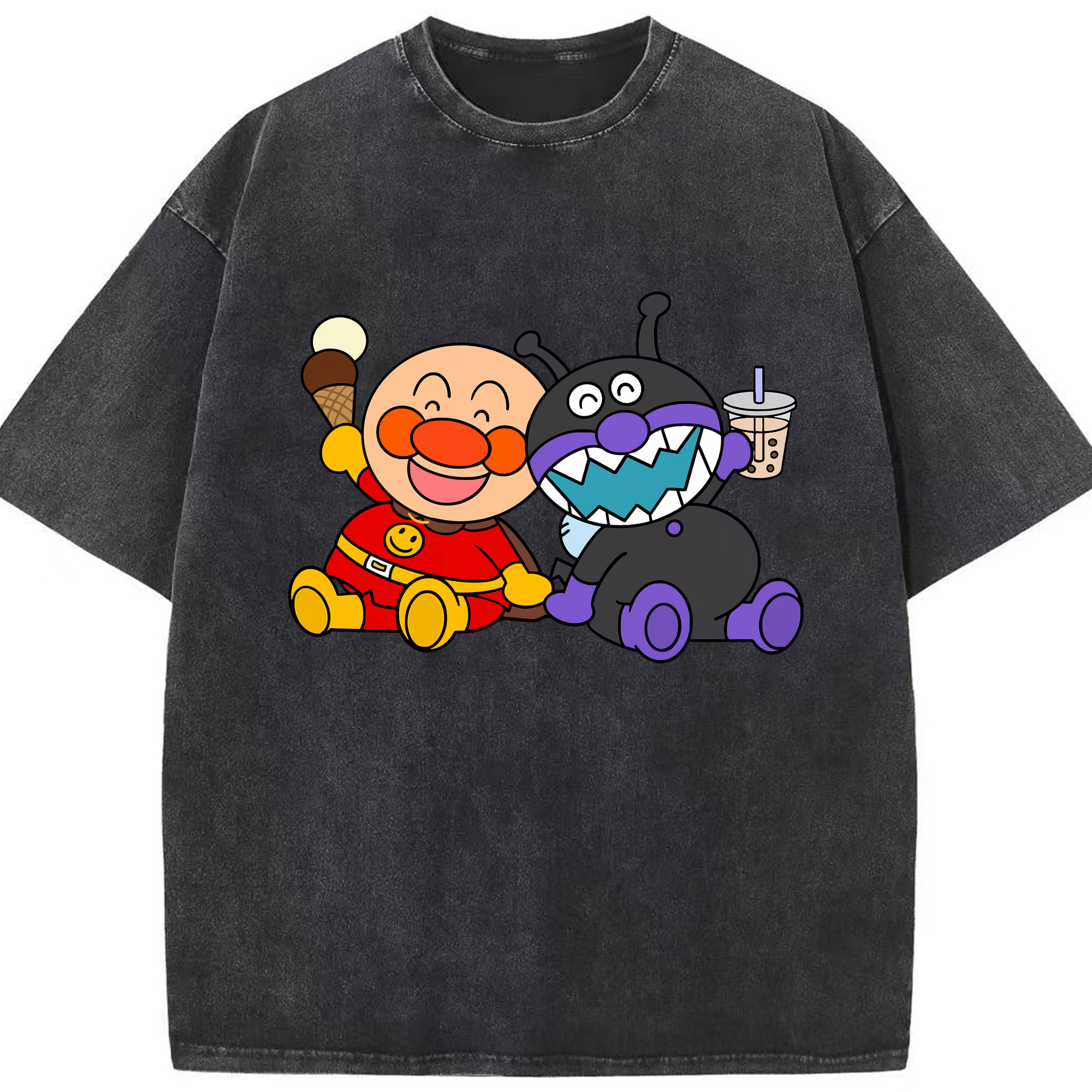 （画像用） アンパンマン Anpanman 綿100% ヴィンテージ風 半袖Tシャツ（フロントプリント）