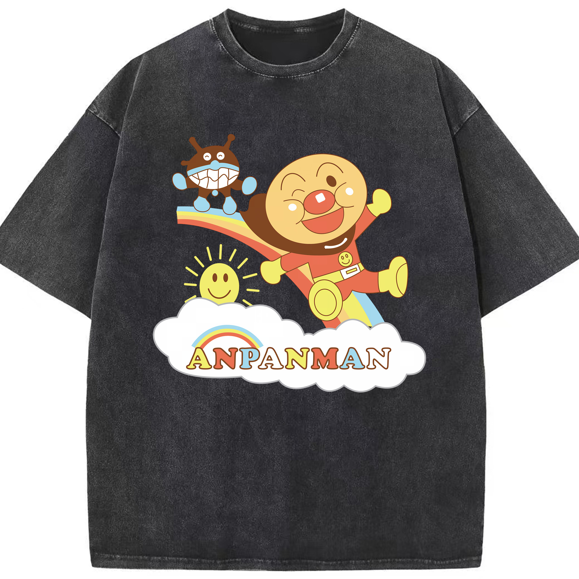 （画像用） アンパンマン Anpanman 綿100% ヴィンテージ風 半袖Tシャツ（フロントプリント）
