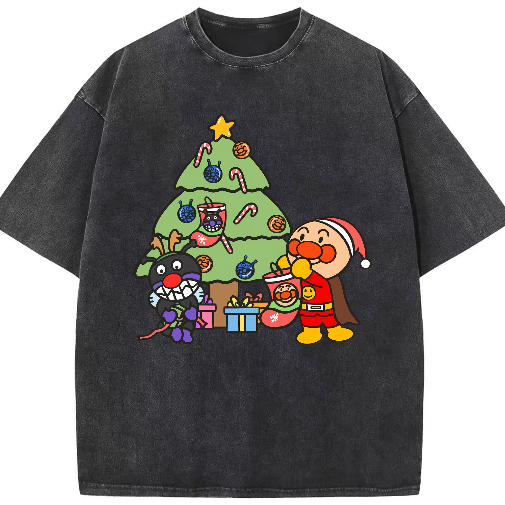 （画像用） アンパンマン Anpanman 綿100% ヴィンテージ風 半袖Tシャツ（フロントプリント）