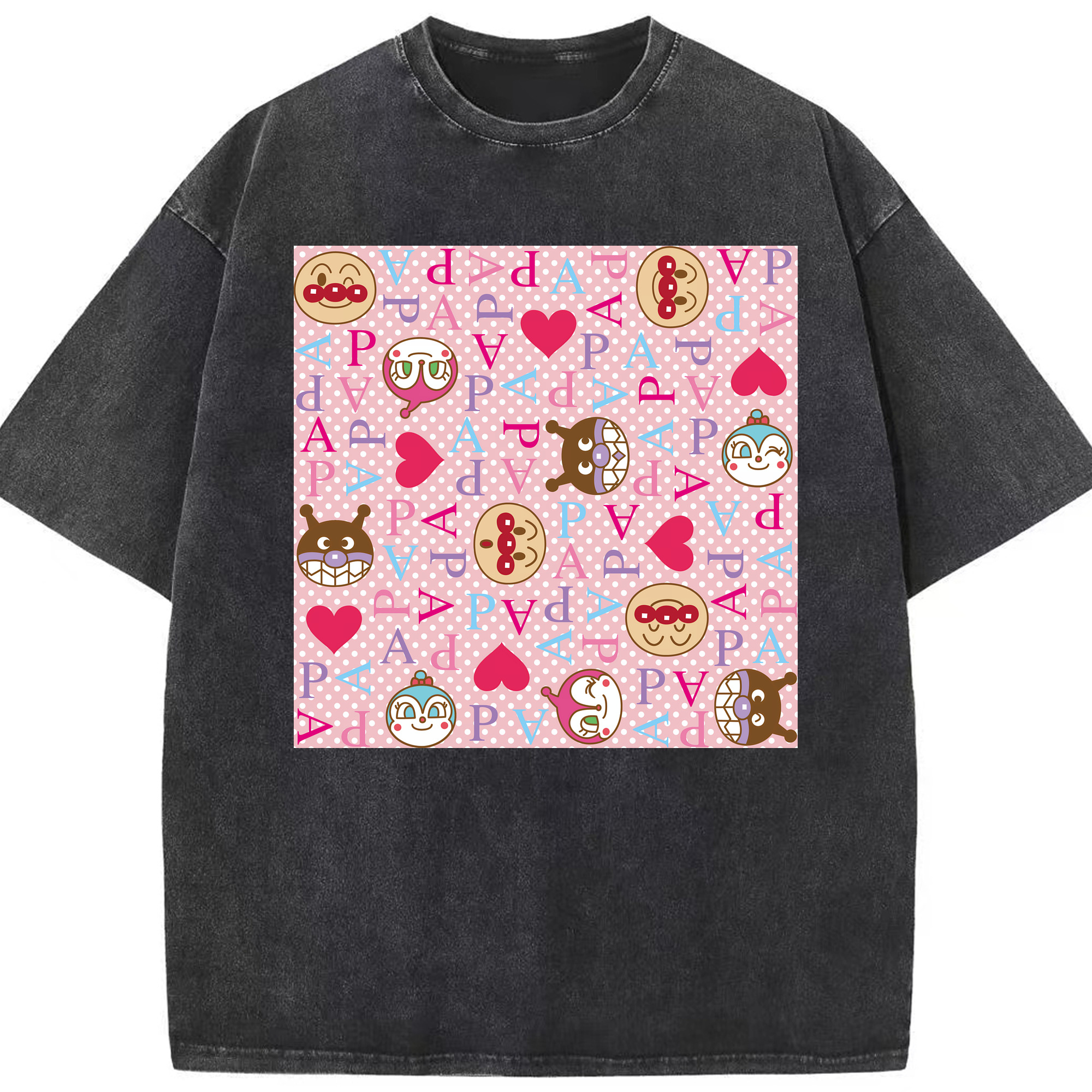 （画像用） アンパンマン Anpanman 綿100% ヴィンテージ風 半袖Tシャツ（フロントプリント）