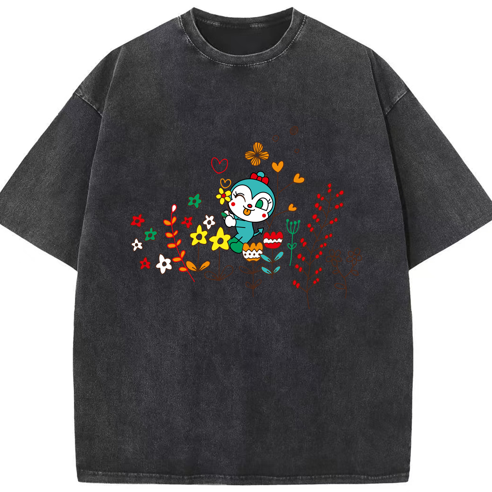 （画像用） アンパンマン Anpanman 綿100% ヴィンテージ風 半袖Tシャツ（フロントプリント）