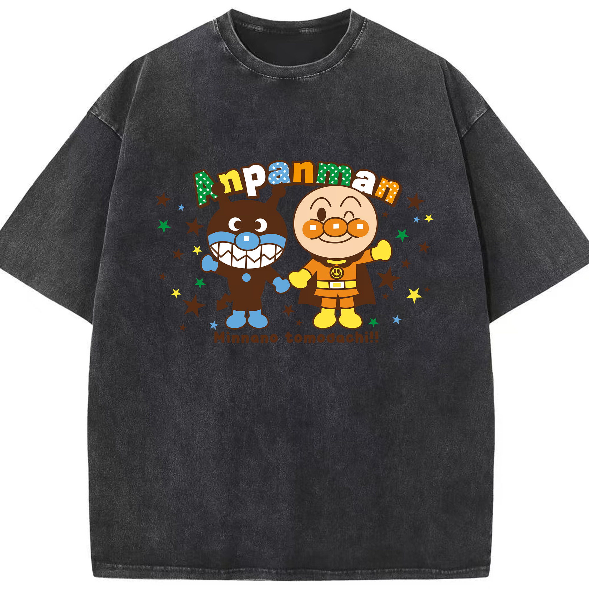 （画像用） アンパンマン Anpanman 綿100% ヴィンテージ風 半袖Tシャツ（フロントプリント）