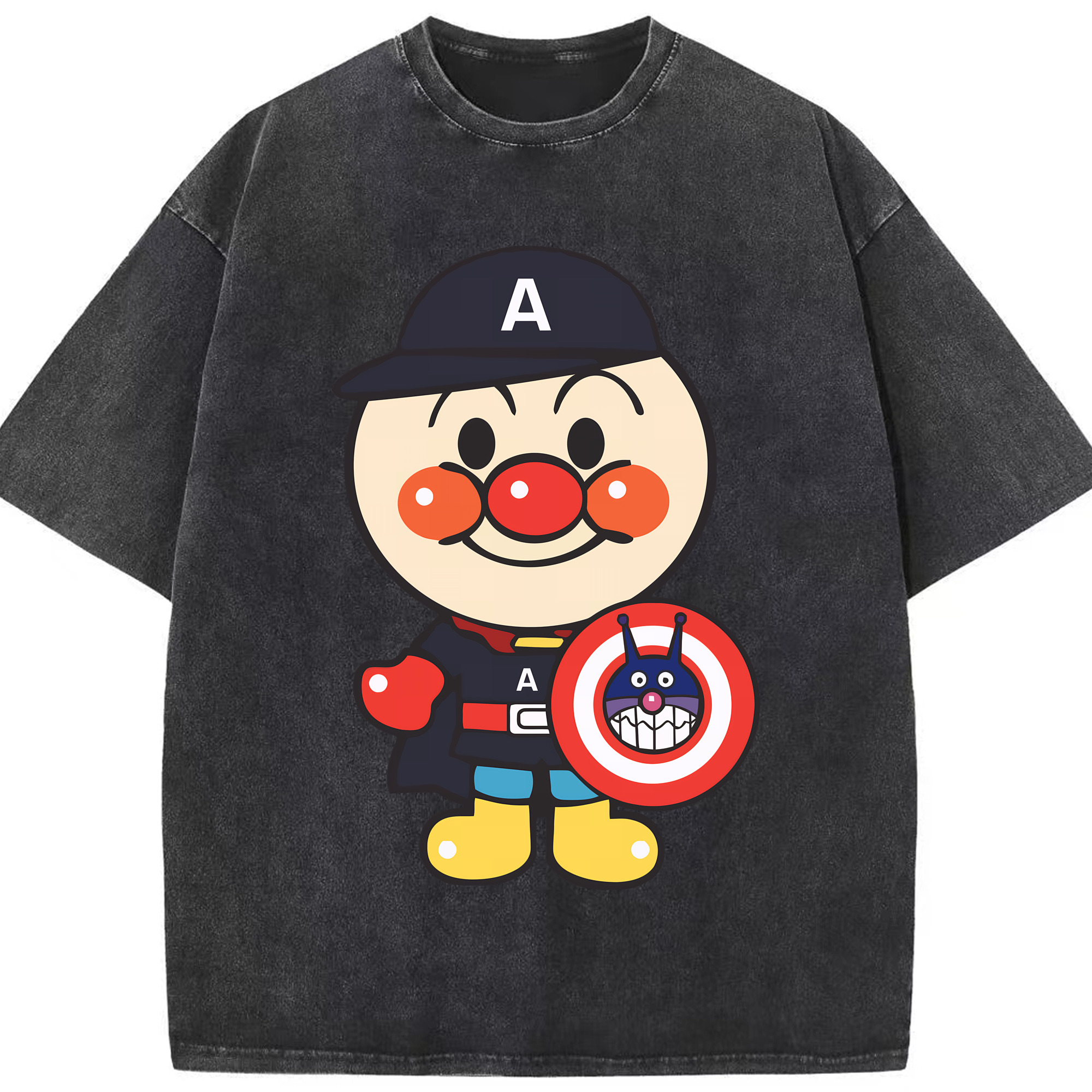 （画像用） アンパンマン Anpanman 綿100% ヴィンテージ風 半袖Tシャツ（フロントプリント）
