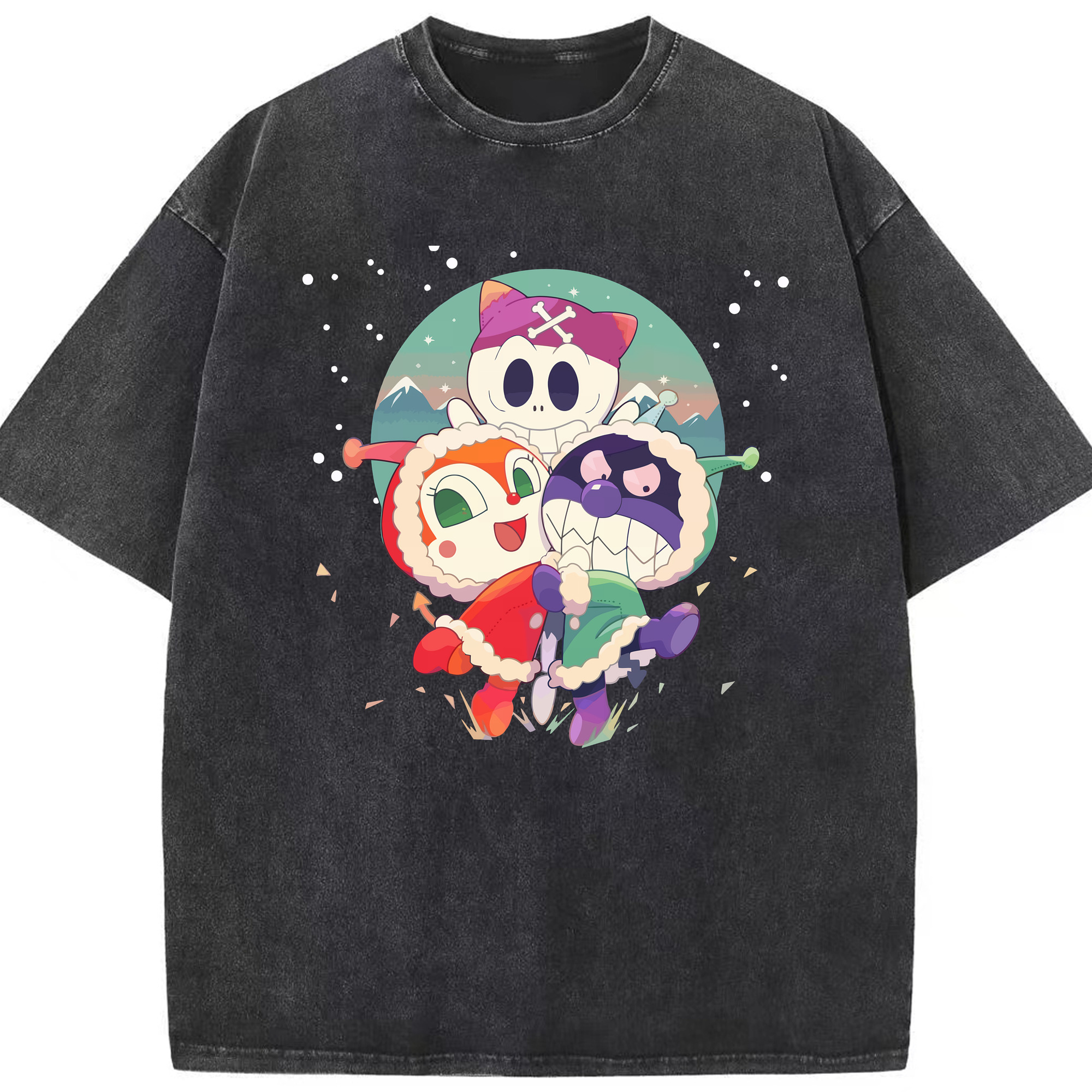 （画像用） アンパンマン Anpanman 綿100% ヴィンテージ風 半袖Tシャツ（フロントプリント）
