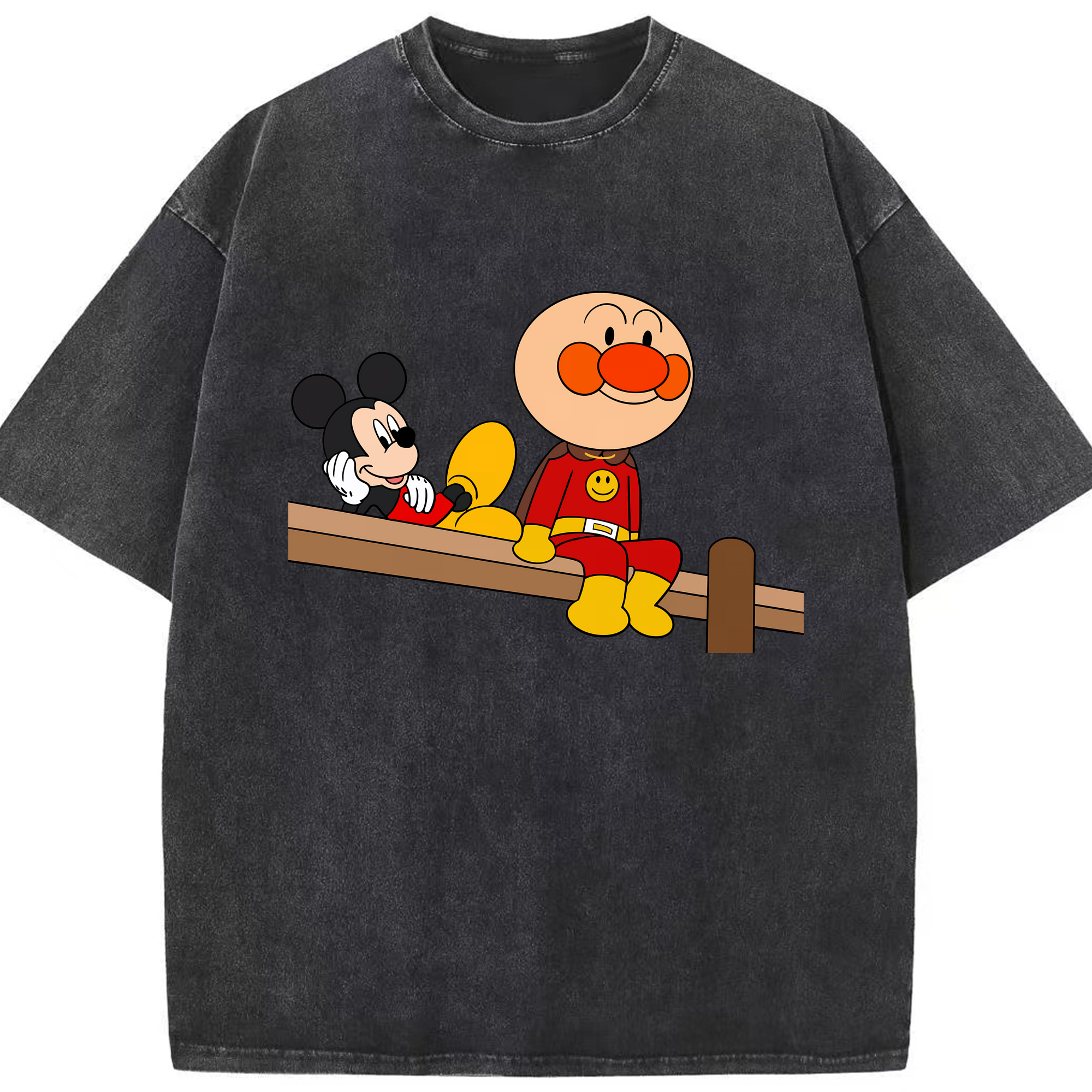 （画像用） アンパンマン Anpanman 綿100% ヴィンテージ風 半袖Tシャツ（フロントプリント）