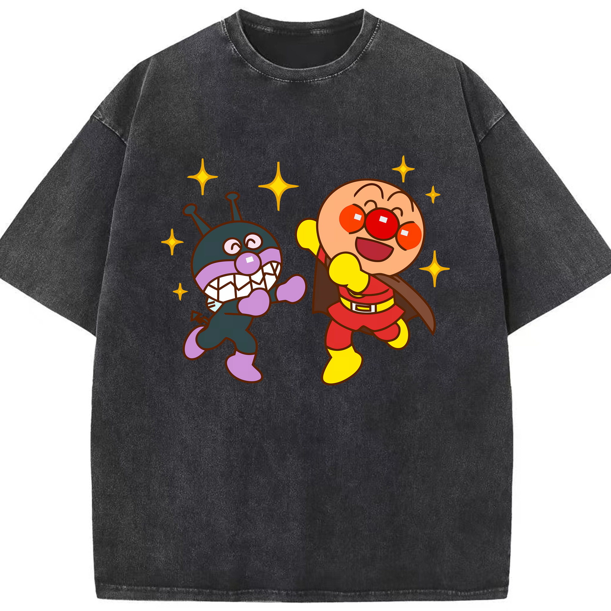 （画像用） アンパンマン Anpanman 綿100% ヴィンテージ風 半袖Tシャツ（フロントプリント）
