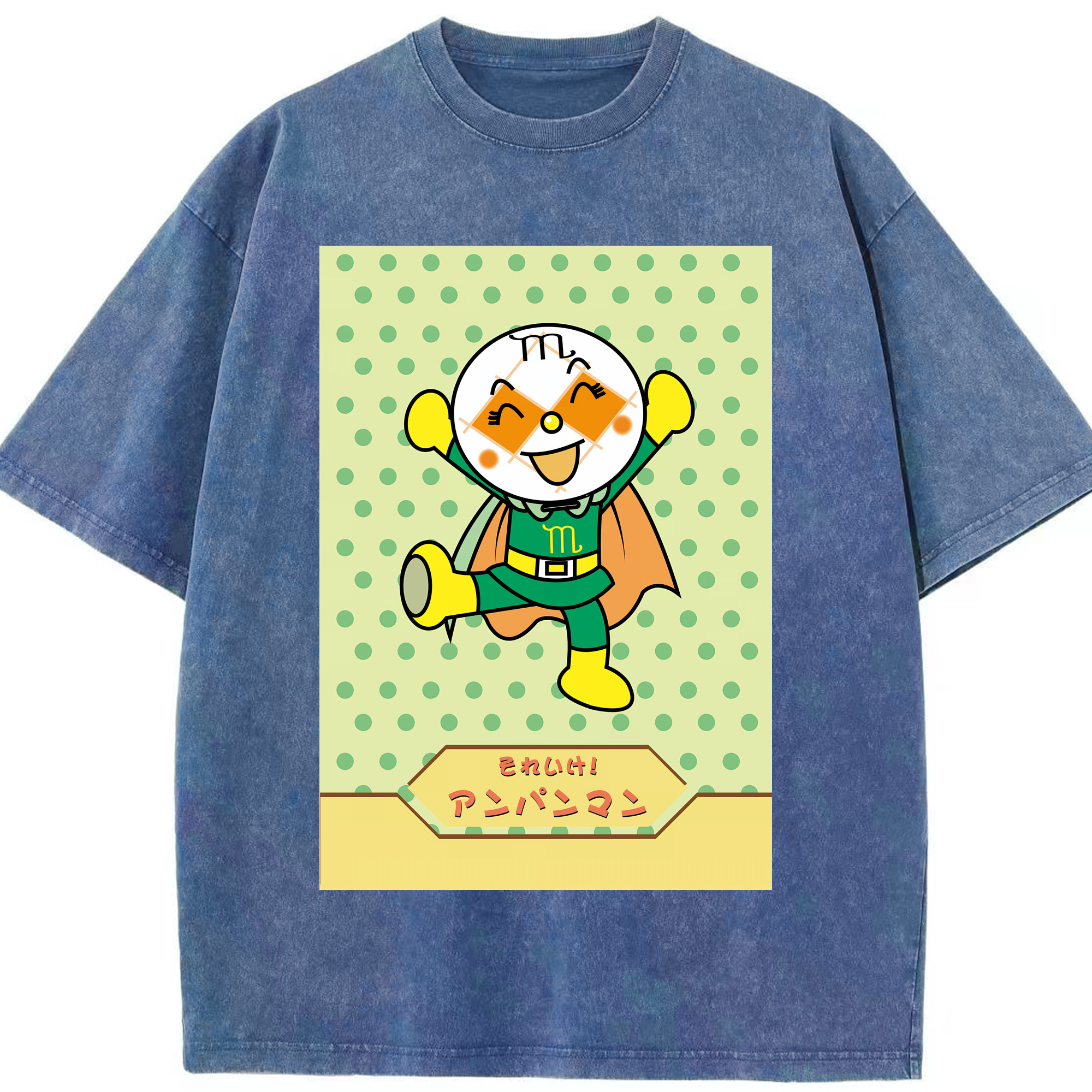 （画像用） アンパンマン Anpanman 綿100% ヴィンテージ風 半袖Tシャツ（フロントプリント）
