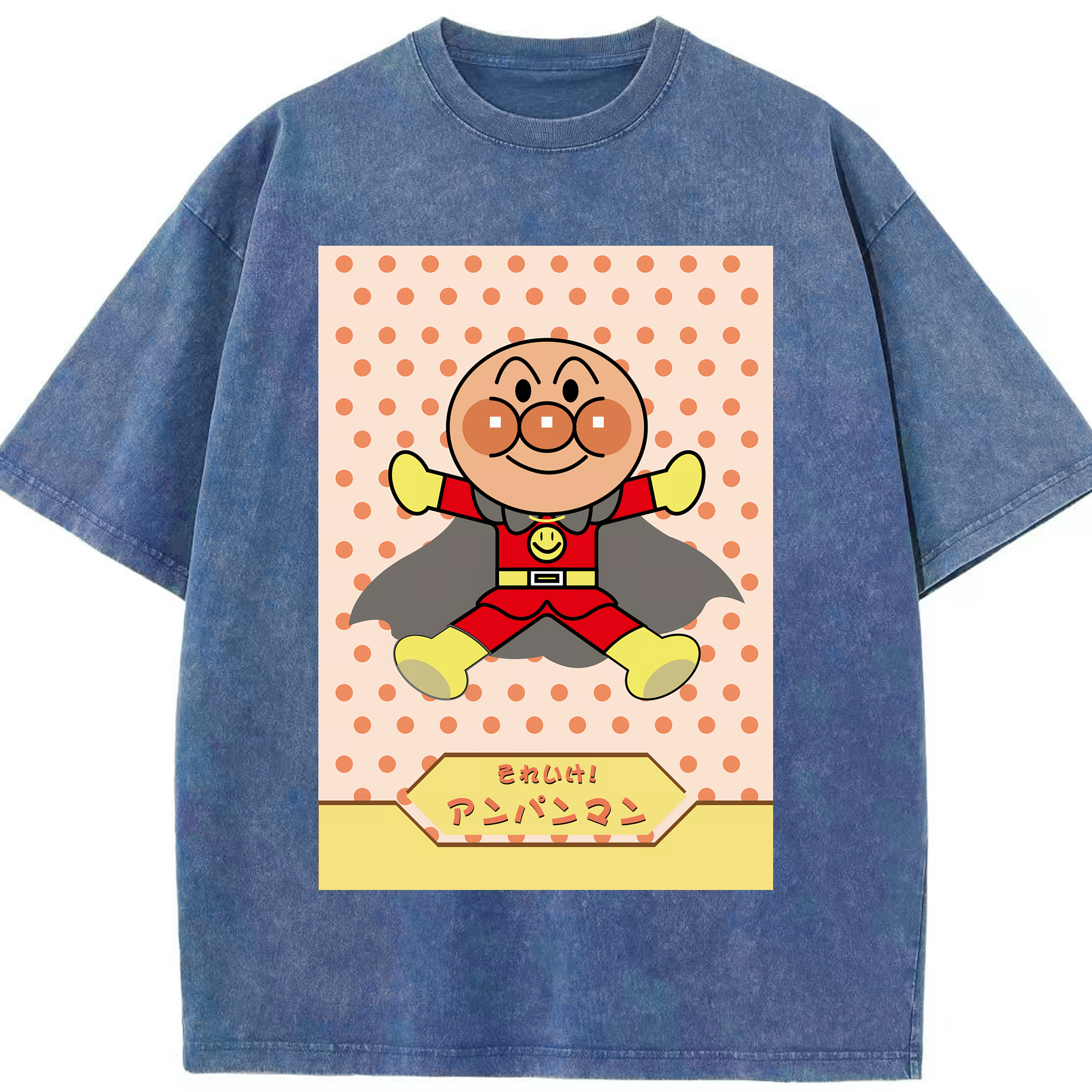 （画像用） アンパンマン Anpanman 綿100% ヴィンテージ風 半袖Tシャツ（フロントプリント）