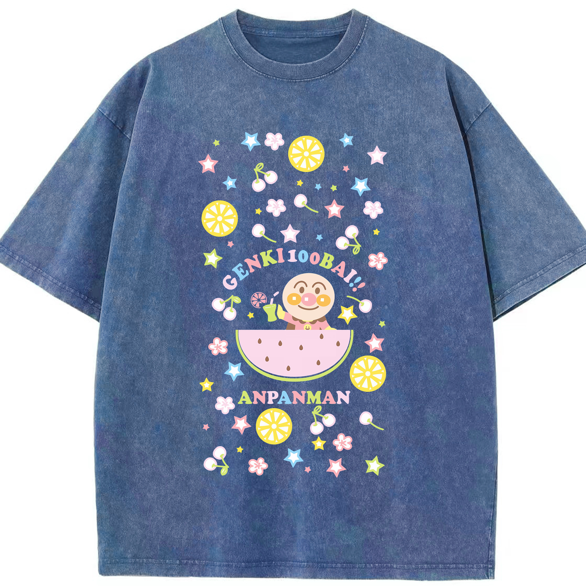 （画像用） アンパンマン Anpanman 綿100% ヴィンテージ風 半袖Tシャツ（フロントプリント）