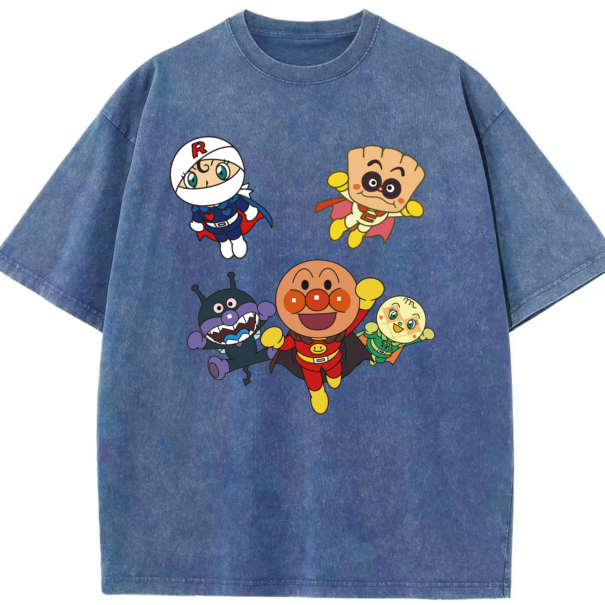 （画像用） アンパンマン Anpanman 綿100% ヴィンテージ風 半袖Tシャツ（フロントプリント）