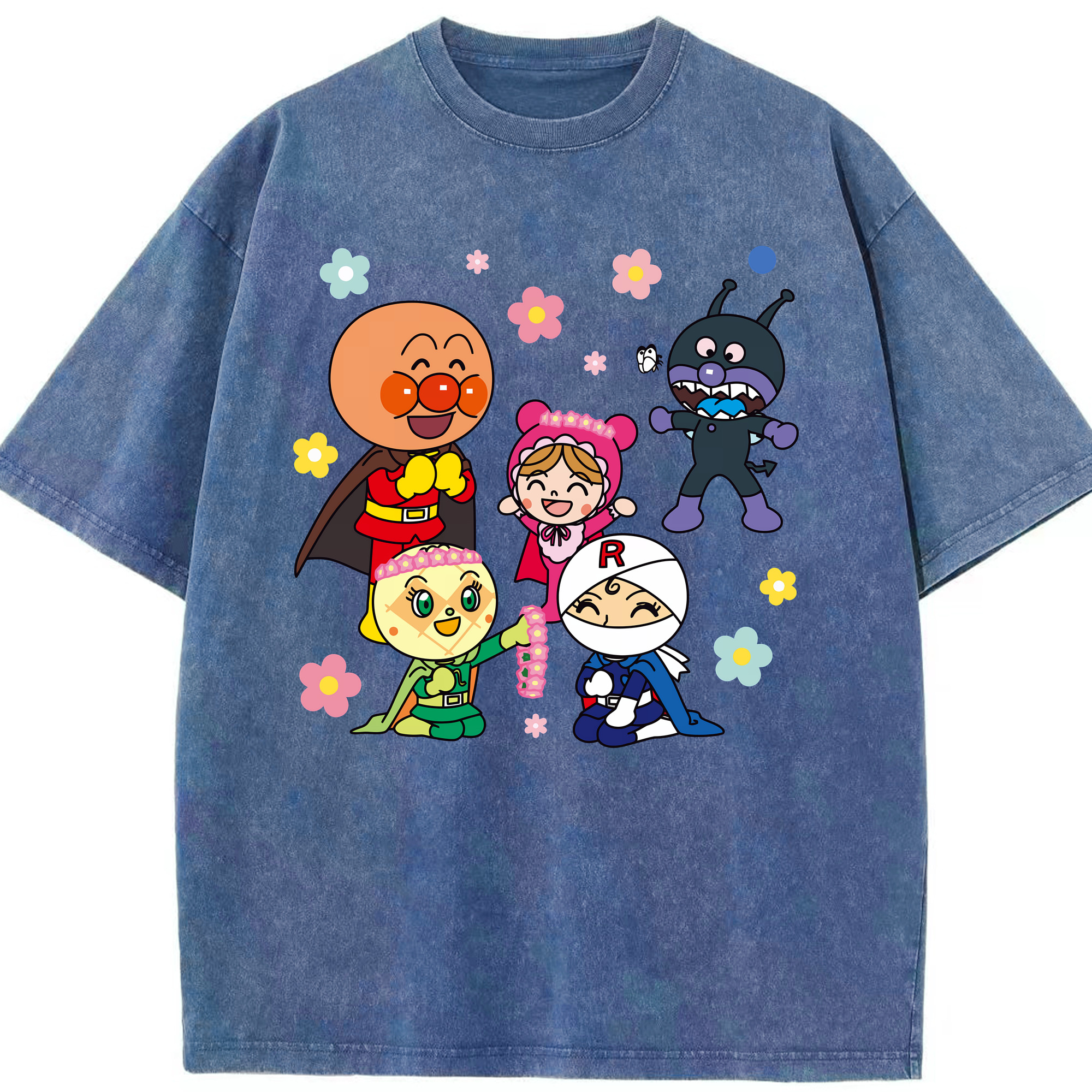 （画像用） アンパンマン Anpanman 綿100% ヴィンテージ風 半袖Tシャツ（フロントプリント）