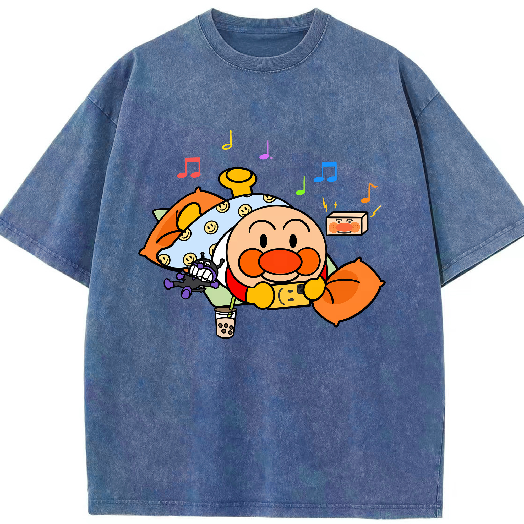 （画像用） アンパンマン Anpanman 綿100% ヴィンテージ風 半袖Tシャツ（フロントプリント）