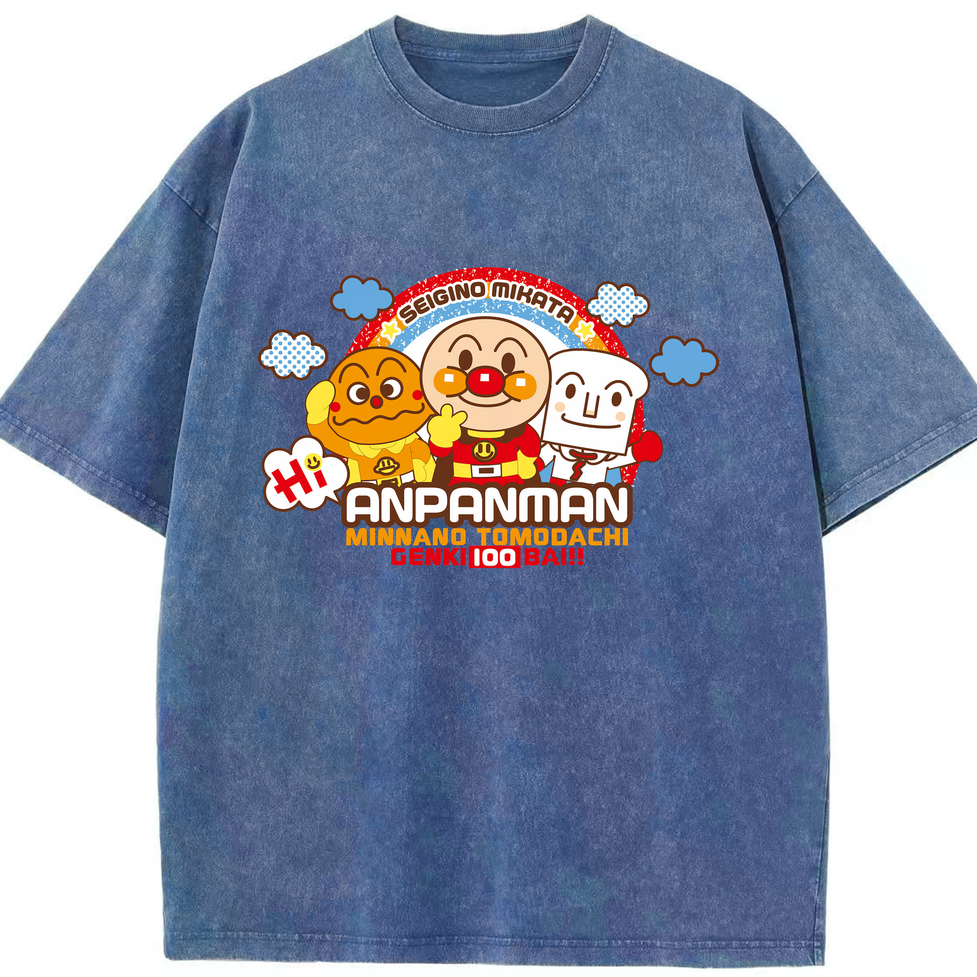 （画像用） アンパンマン Anpanman 綿100% ヴィンテージ風 半袖Tシャツ（フロントプリント）