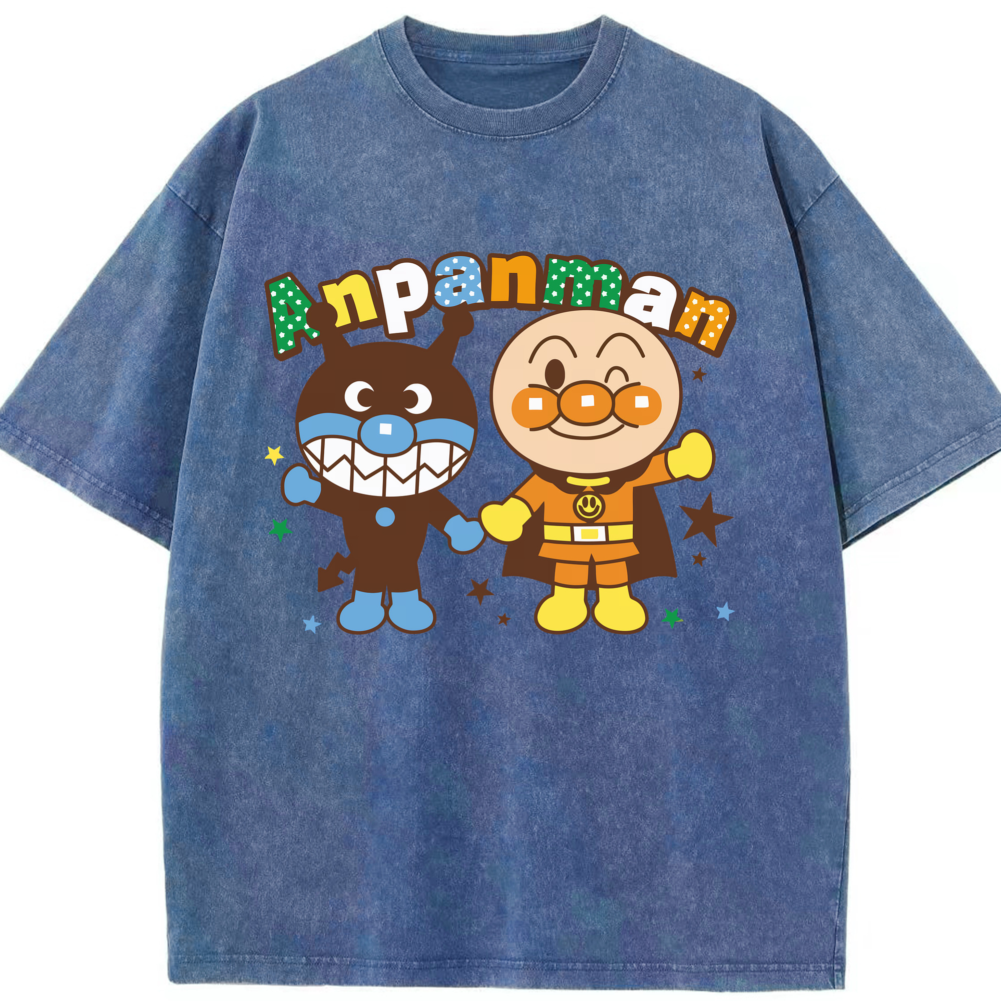 （画像用） アンパンマン Anpanman 綿100% ヴィンテージ風 半袖Tシャツ（フロントプリント）
