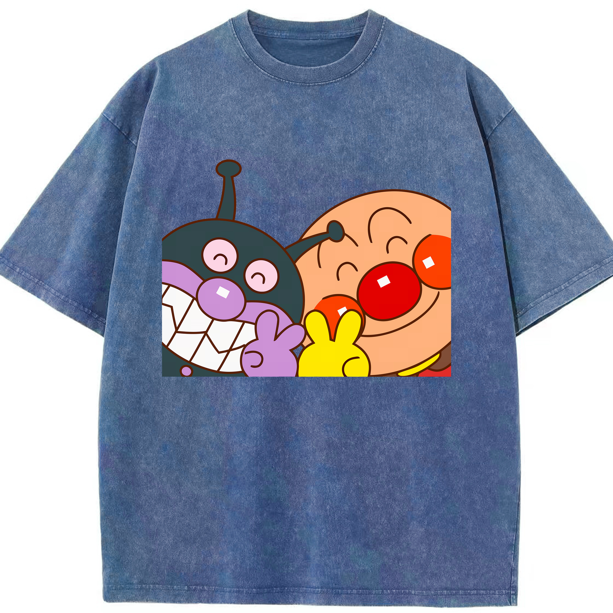 （画像用） アンパンマン Anpanman 綿100% ヴィンテージ風 半袖Tシャツ（フロントプリント）
