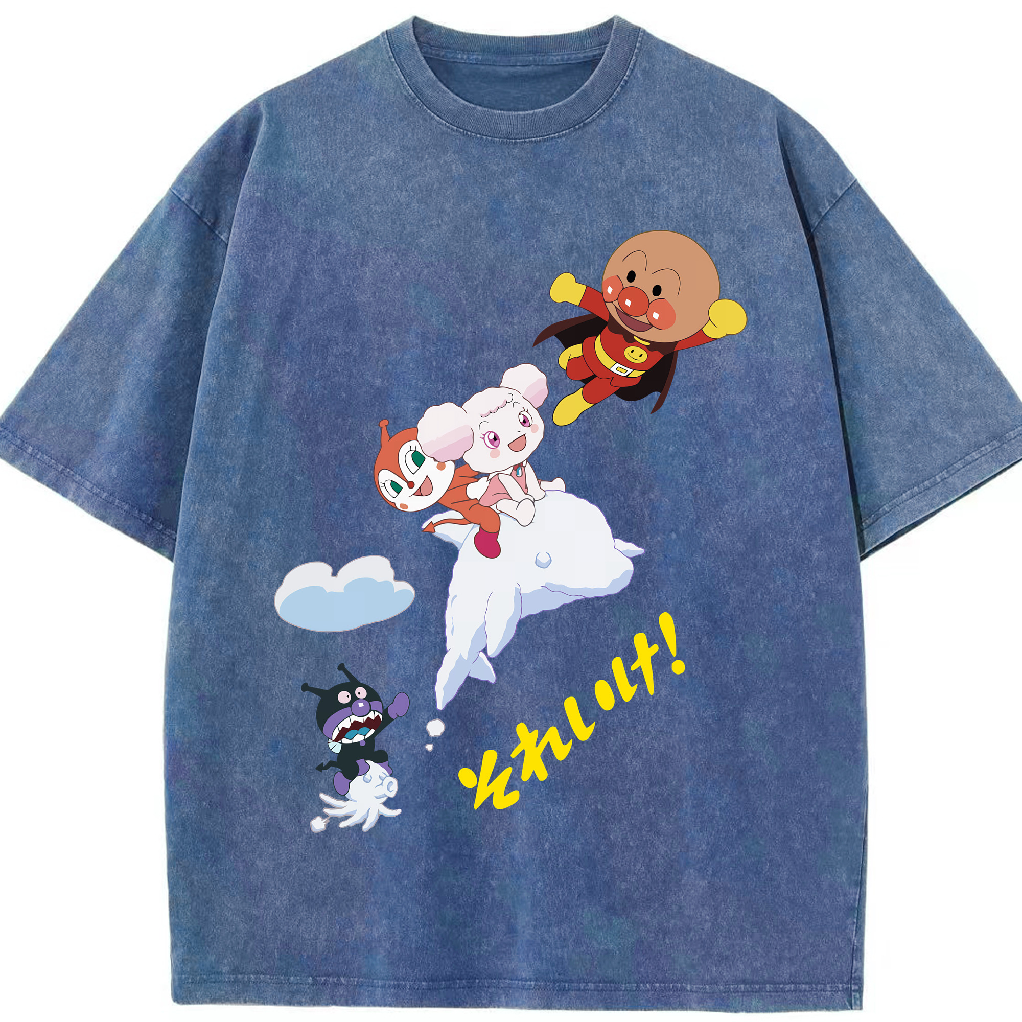 （画像用） アンパンマン Anpanman 綿100% ヴィンテージ風 半袖Tシャツ（フロントプリント）