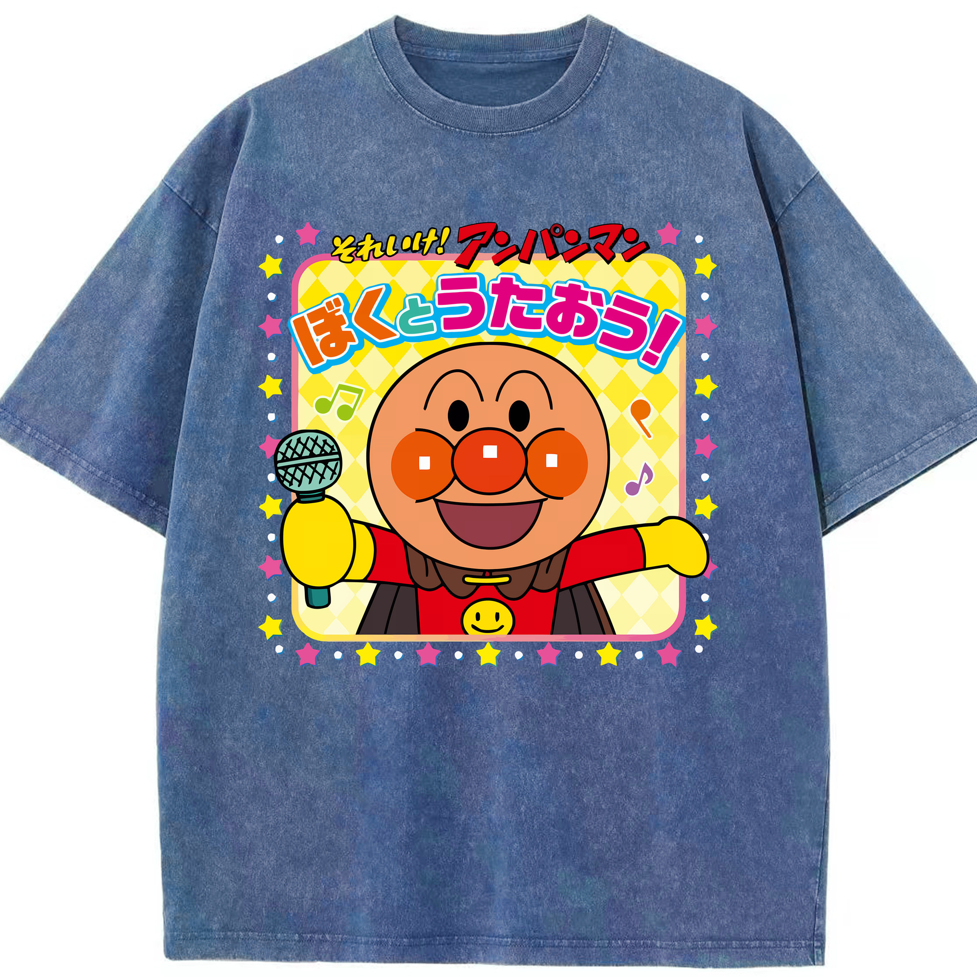 （画像用） アンパンマン Anpanman 綿100% ヴィンテージ風 半袖Tシャツ（フロントプリント）