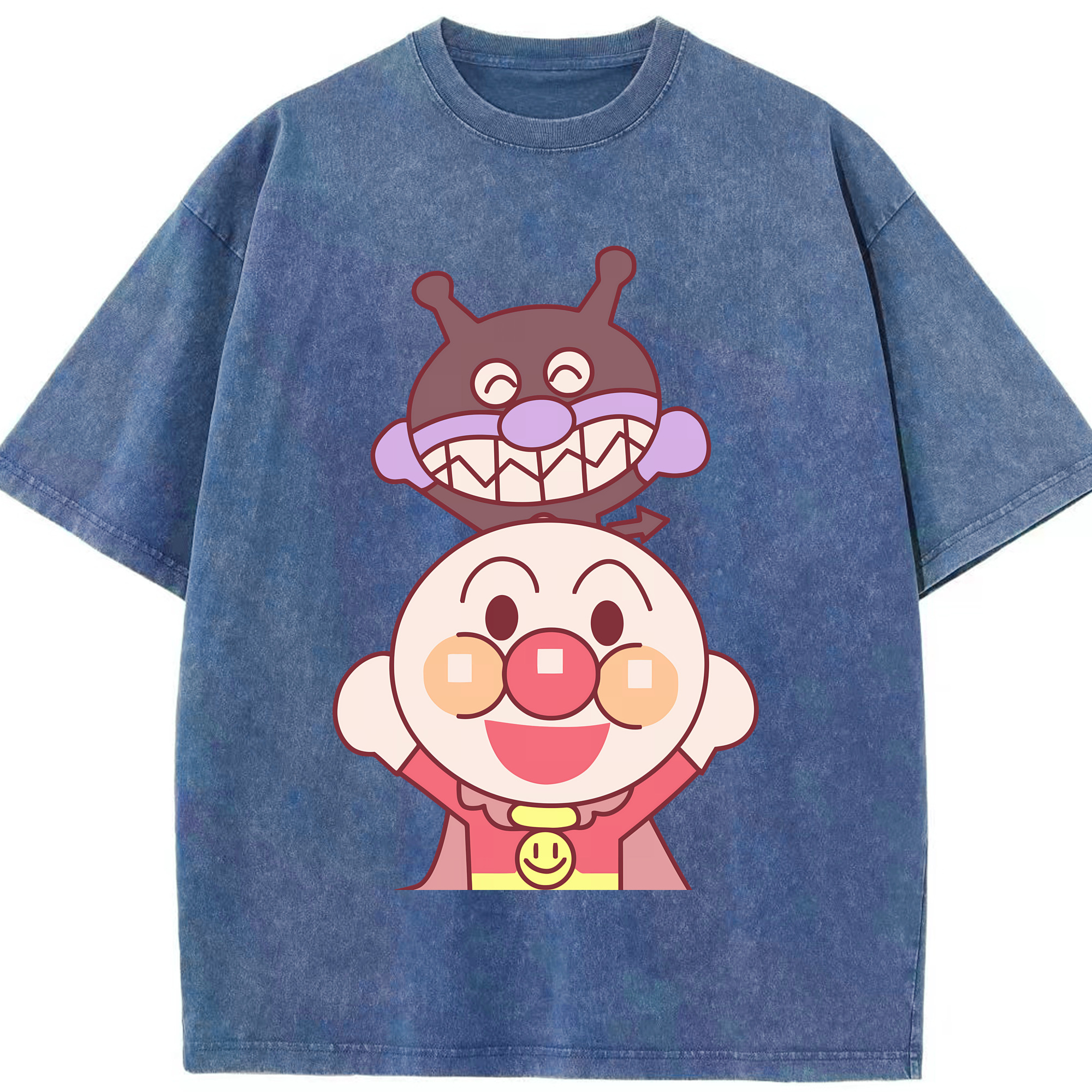 （画像用） アンパンマン Anpanman 綿100% ヴィンテージ風 半袖Tシャツ（フロントプリント）