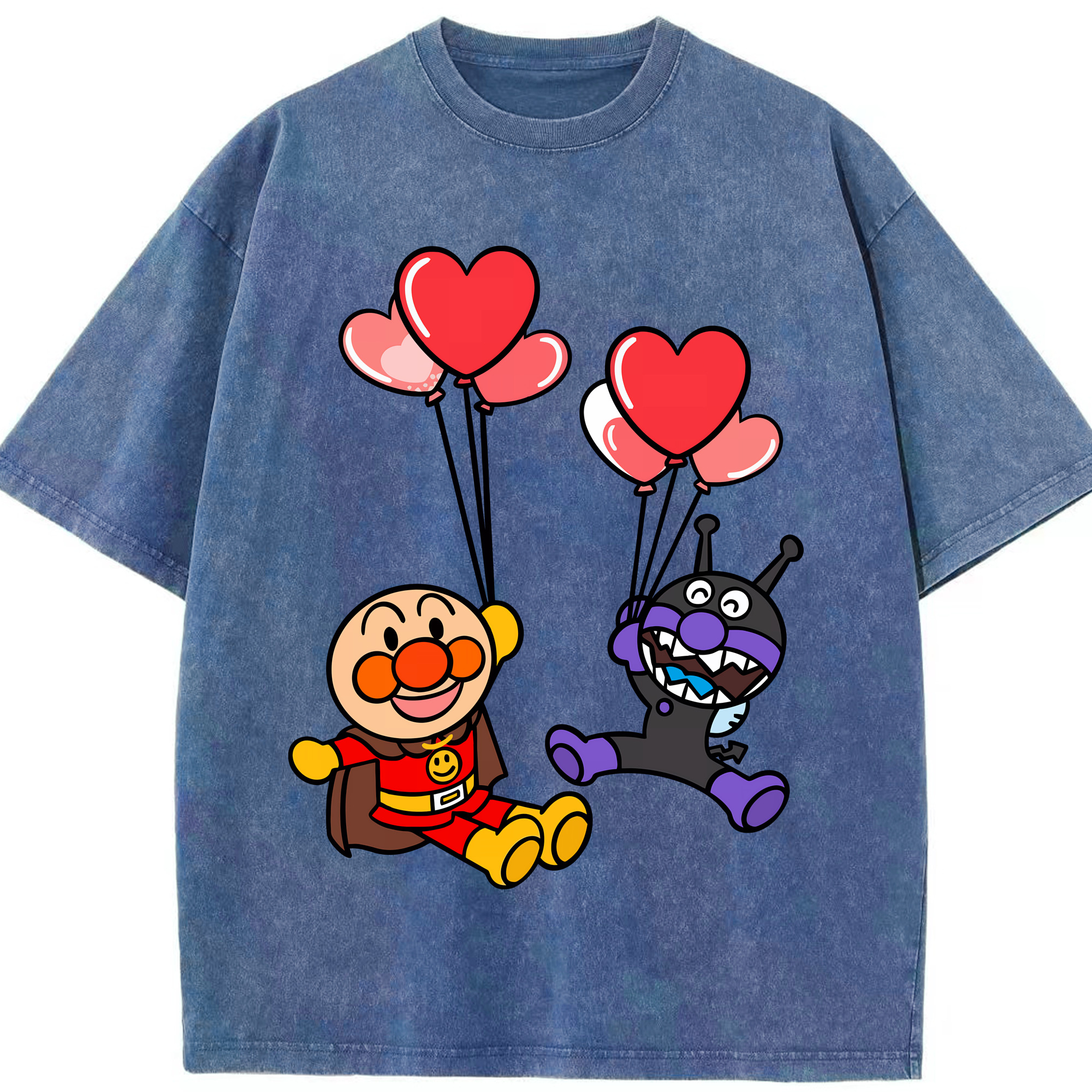 （画像用） アンパンマン Anpanman 綿100% ヴィンテージ風 半袖Tシャツ（フロントプリント）