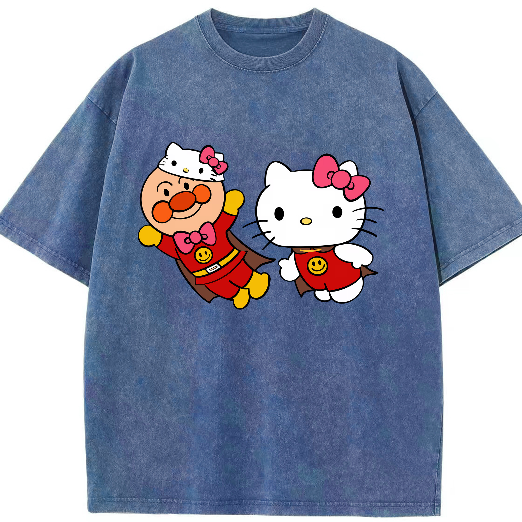 （画像用） アンパンマン Anpanman 綿100% ヴィンテージ風 半袖Tシャツ（フロントプリント）