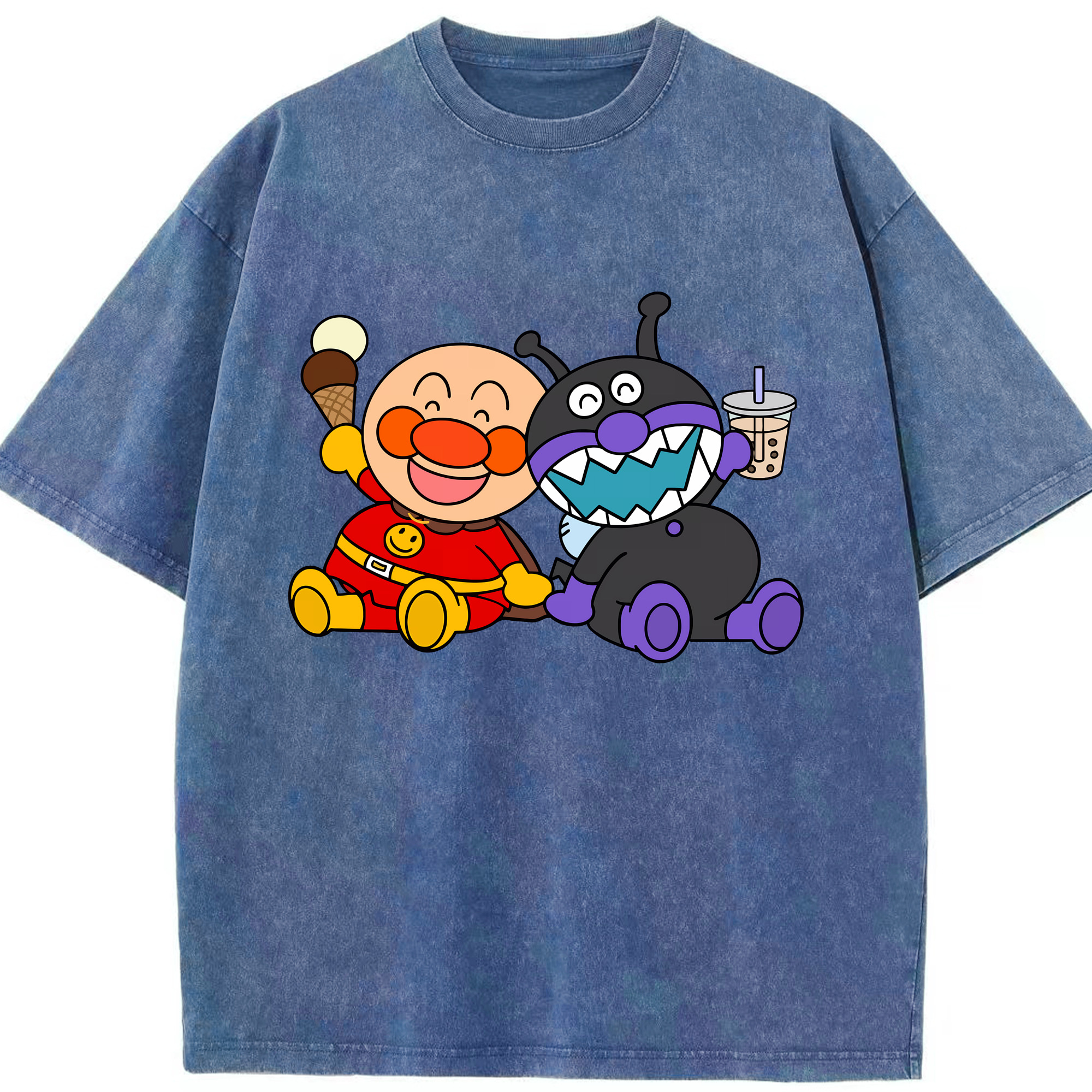 （画像用） アンパンマン Anpanman 綿100% ヴィンテージ風 半袖Tシャツ（フロントプリント）