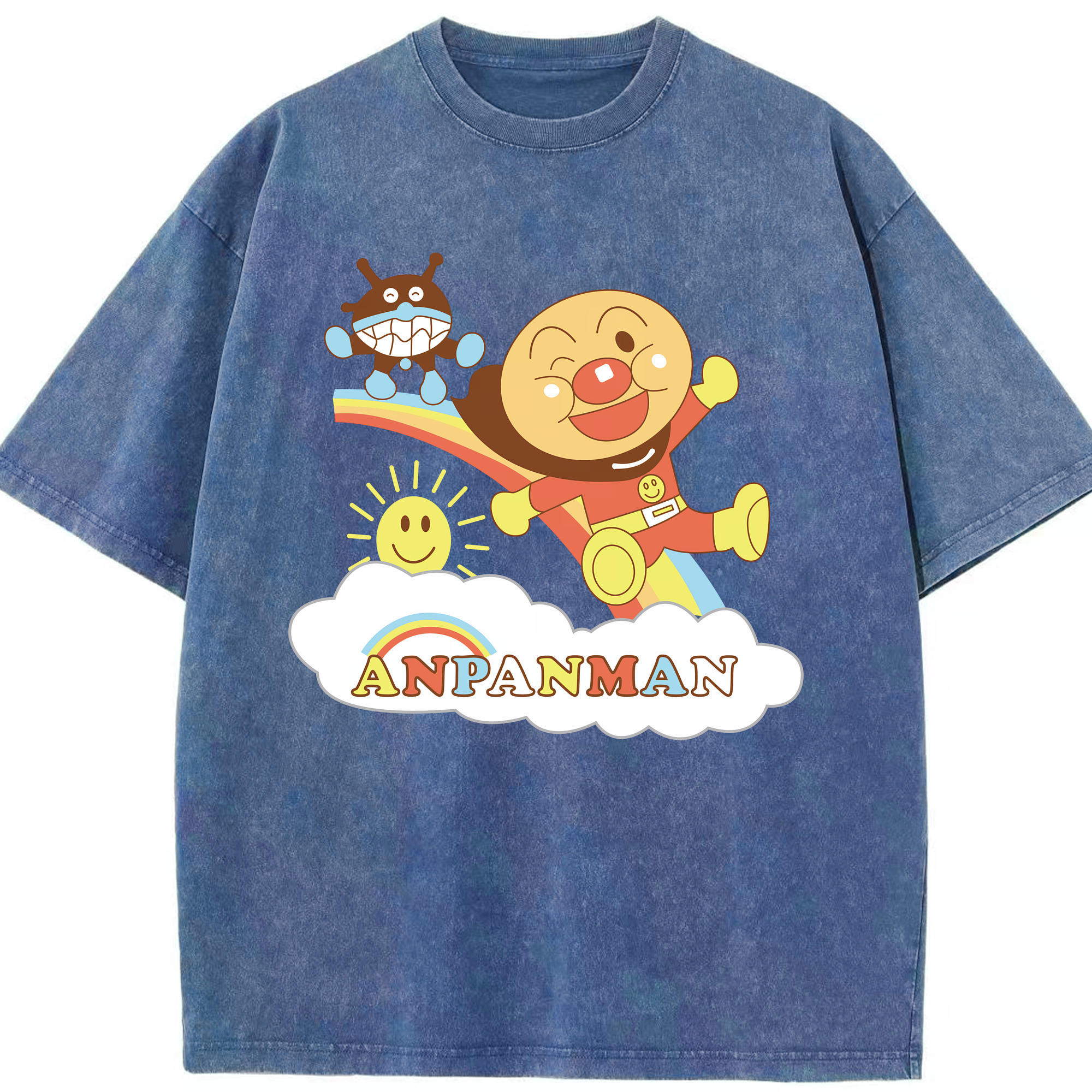 （画像用） アンパンマン Anpanman 綿100% ヴィンテージ風 半袖Tシャツ（フロントプリント）