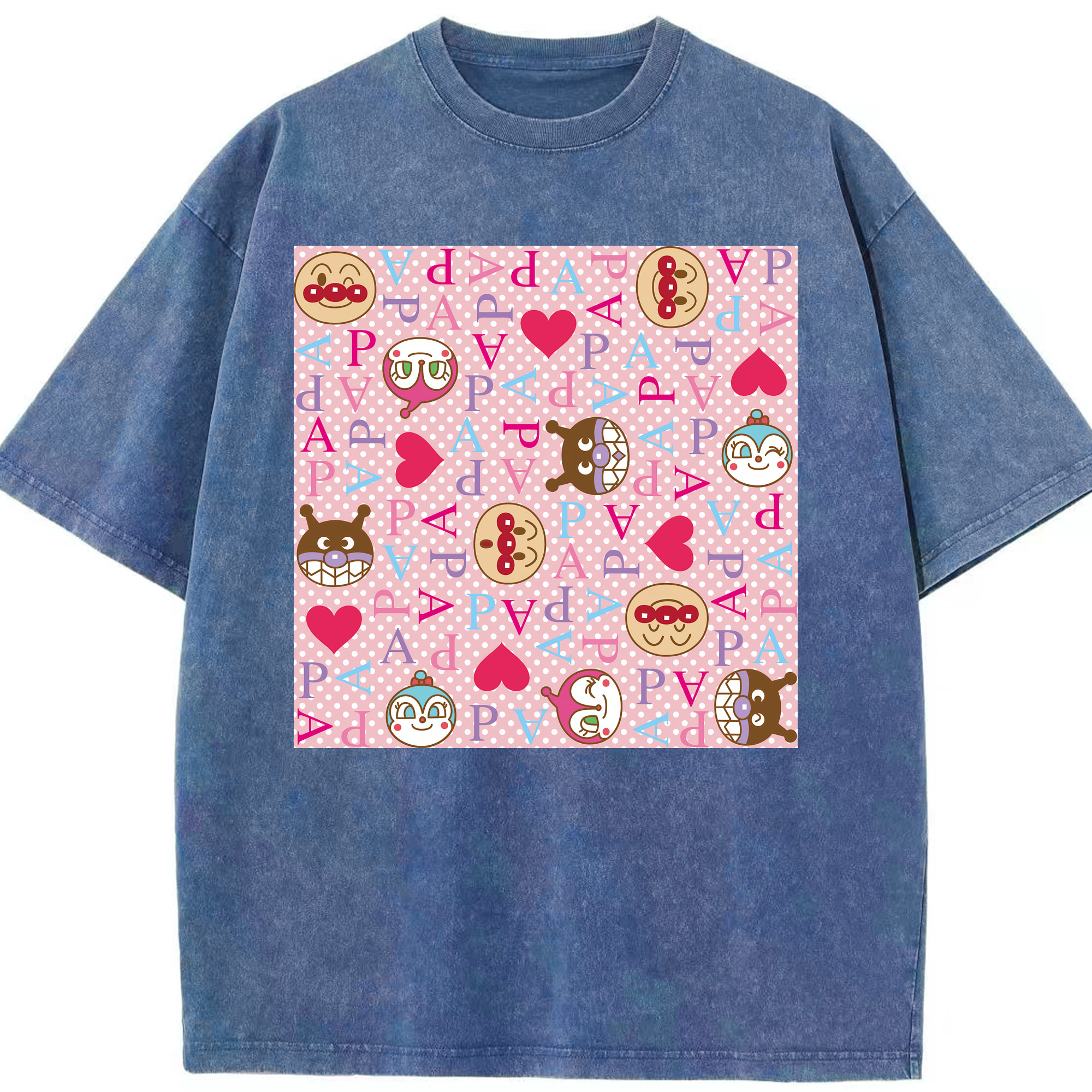 （画像用） アンパンマン Anpanman 綿100% ヴィンテージ風 半袖Tシャツ（フロントプリント）