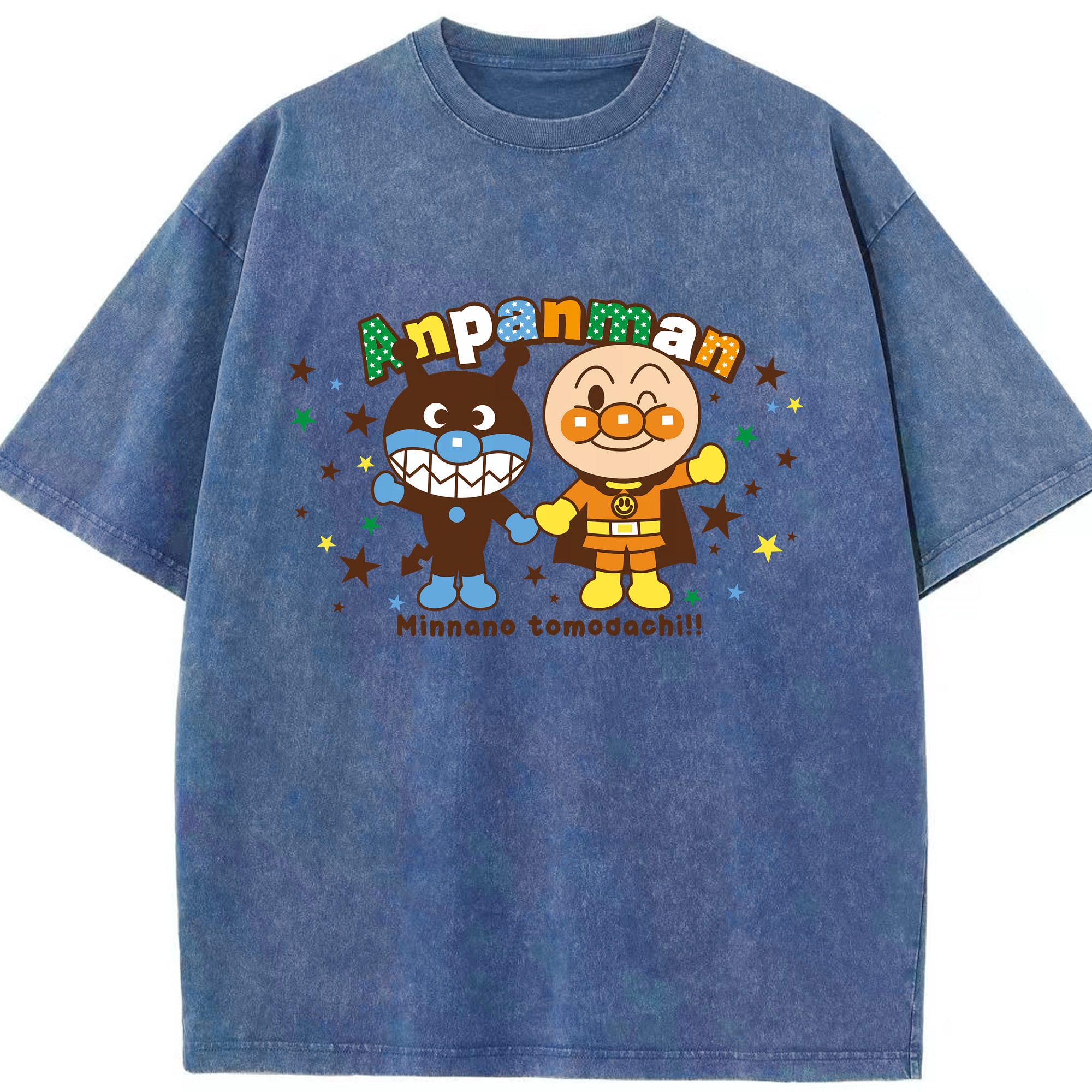 （画像用） アンパンマン Anpanman 綿100% ヴィンテージ風 半袖Tシャツ（フロントプリント）