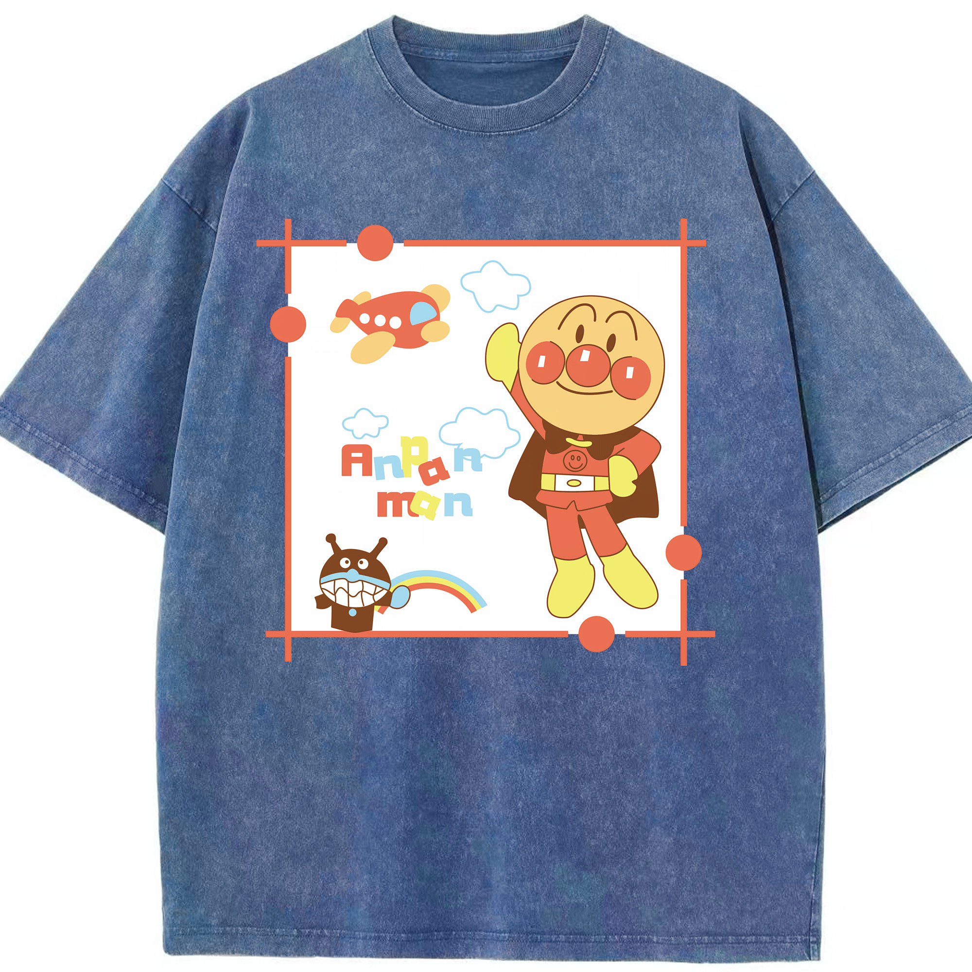 （画像用） アンパンマン Anpanman 綿100% ヴィンテージ風 半袖Tシャツ（フロントプリント）
