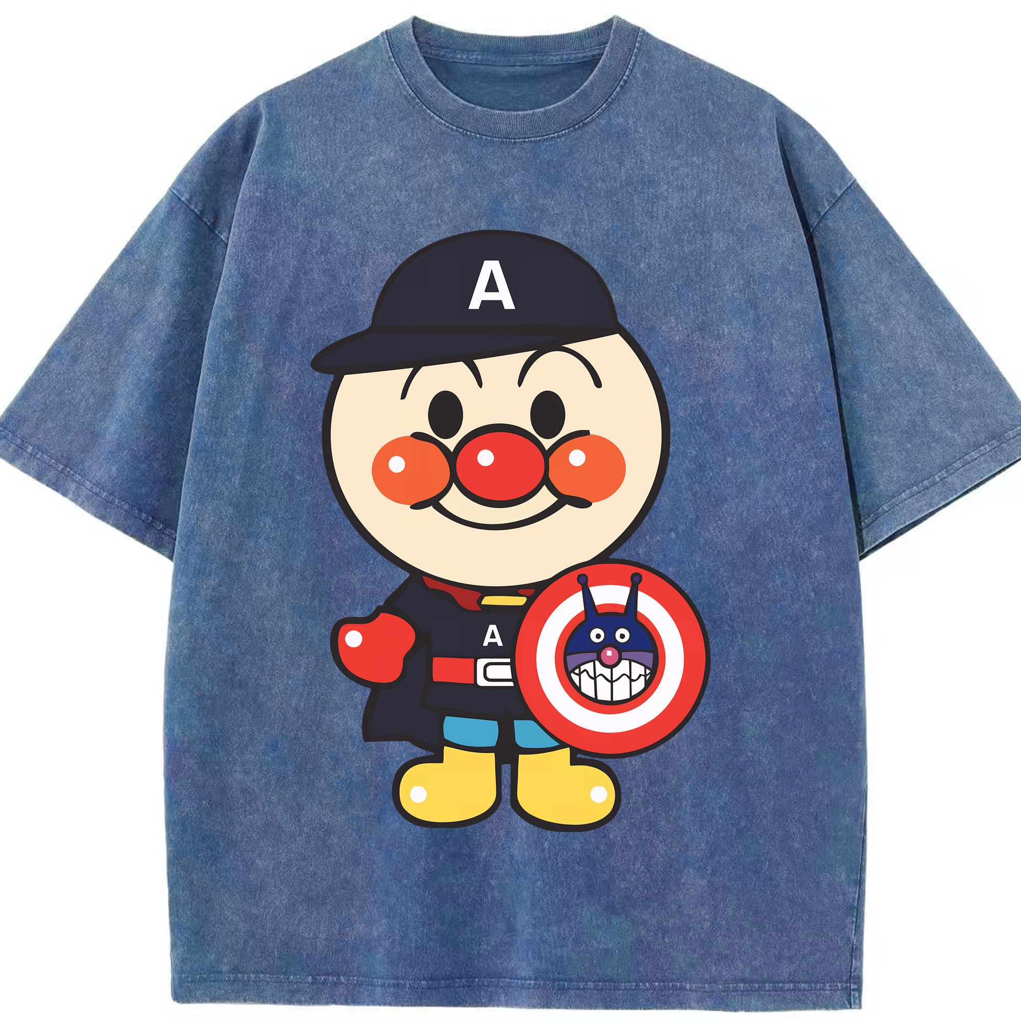 （画像用） アンパンマン Anpanman 綿100% ヴィンテージ風 半袖Tシャツ（フロントプリント）