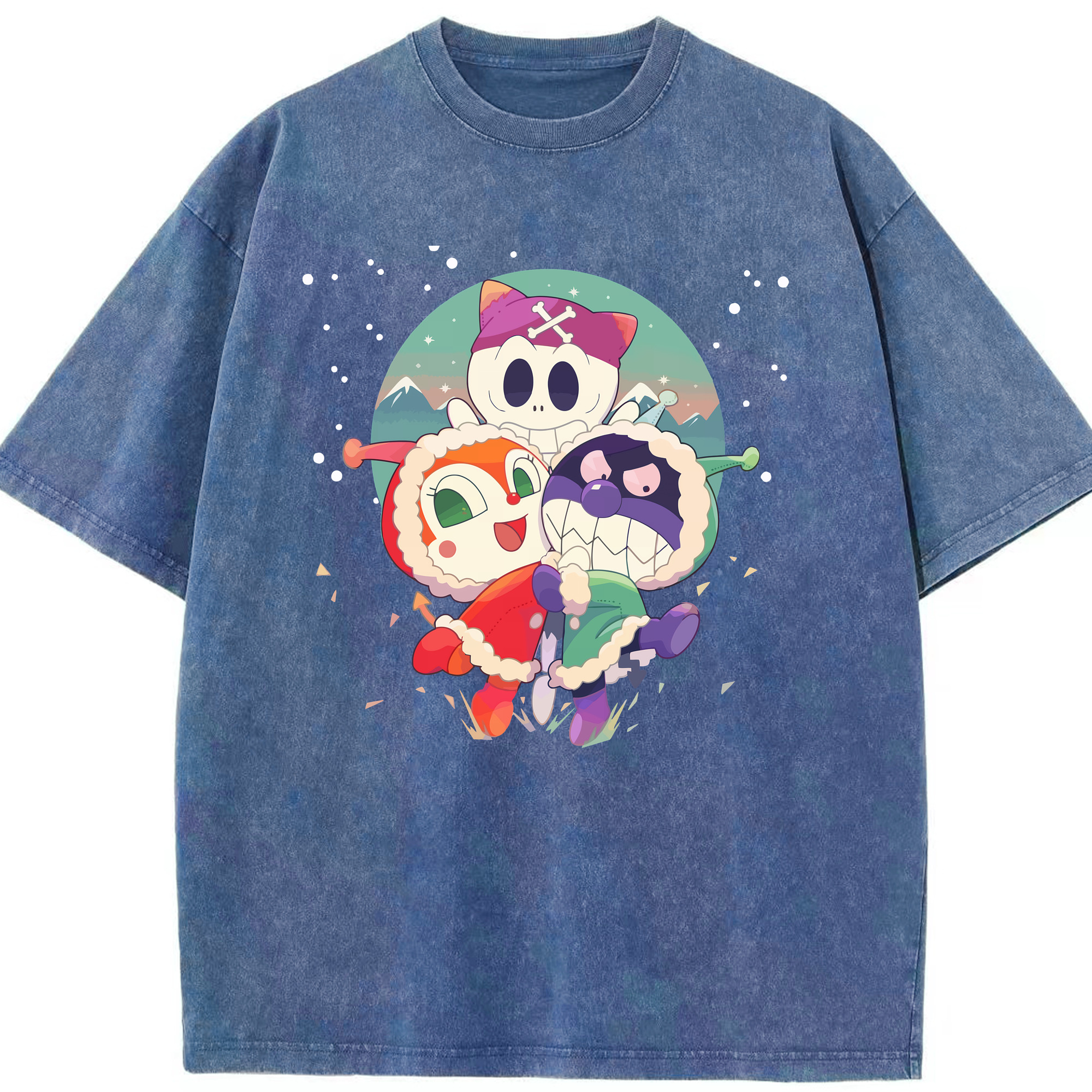 （画像用） アンパンマン Anpanman 綿100% ヴィンテージ風 半袖Tシャツ（フロントプリント）