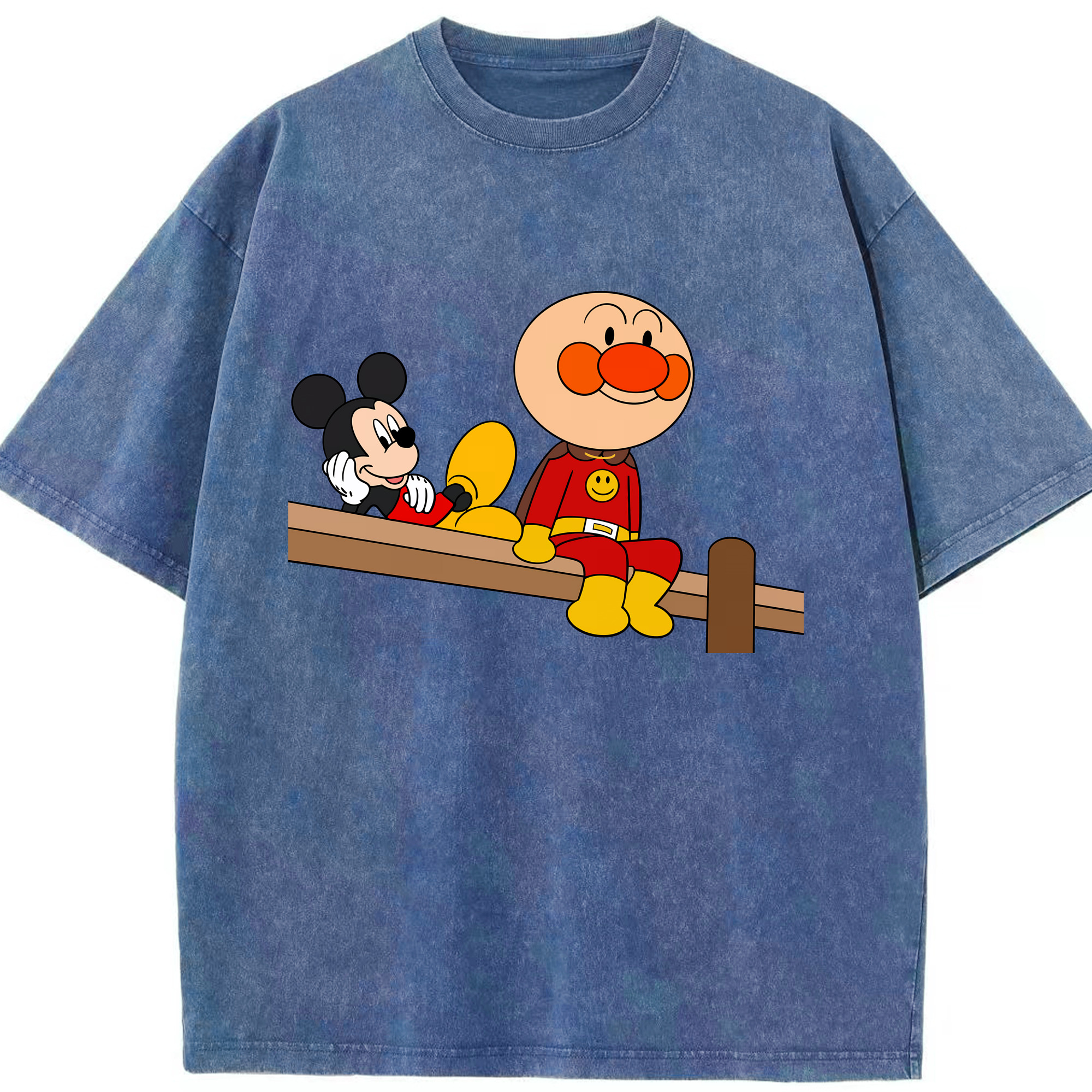 （画像用） アンパンマン Anpanman 綿100% ヴィンテージ風 半袖Tシャツ（フロントプリント）