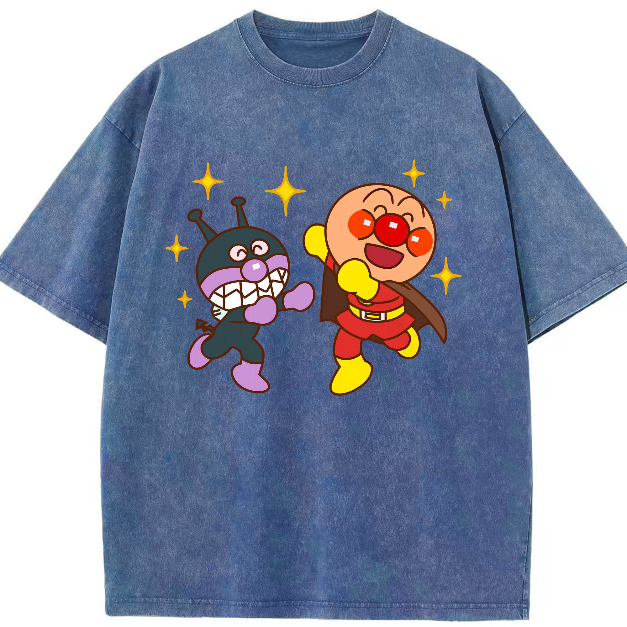 （画像用） アンパンマン Anpanman 綿100% ヴィンテージ風 半袖Tシャツ（フロントプリント）