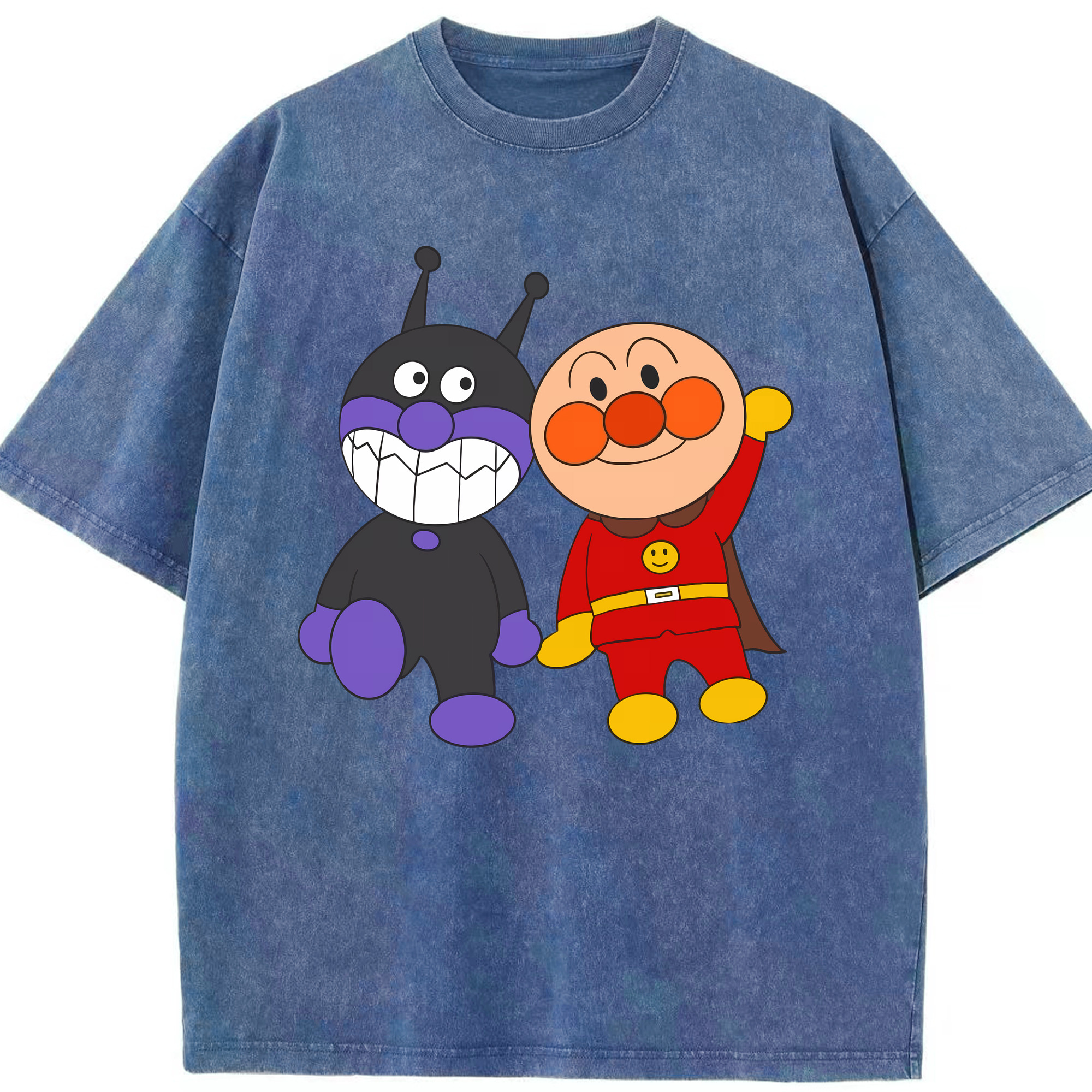 （画像用） アンパンマン Anpanman 綿100% ヴィンテージ風 半袖Tシャツ（フロントプリント）
