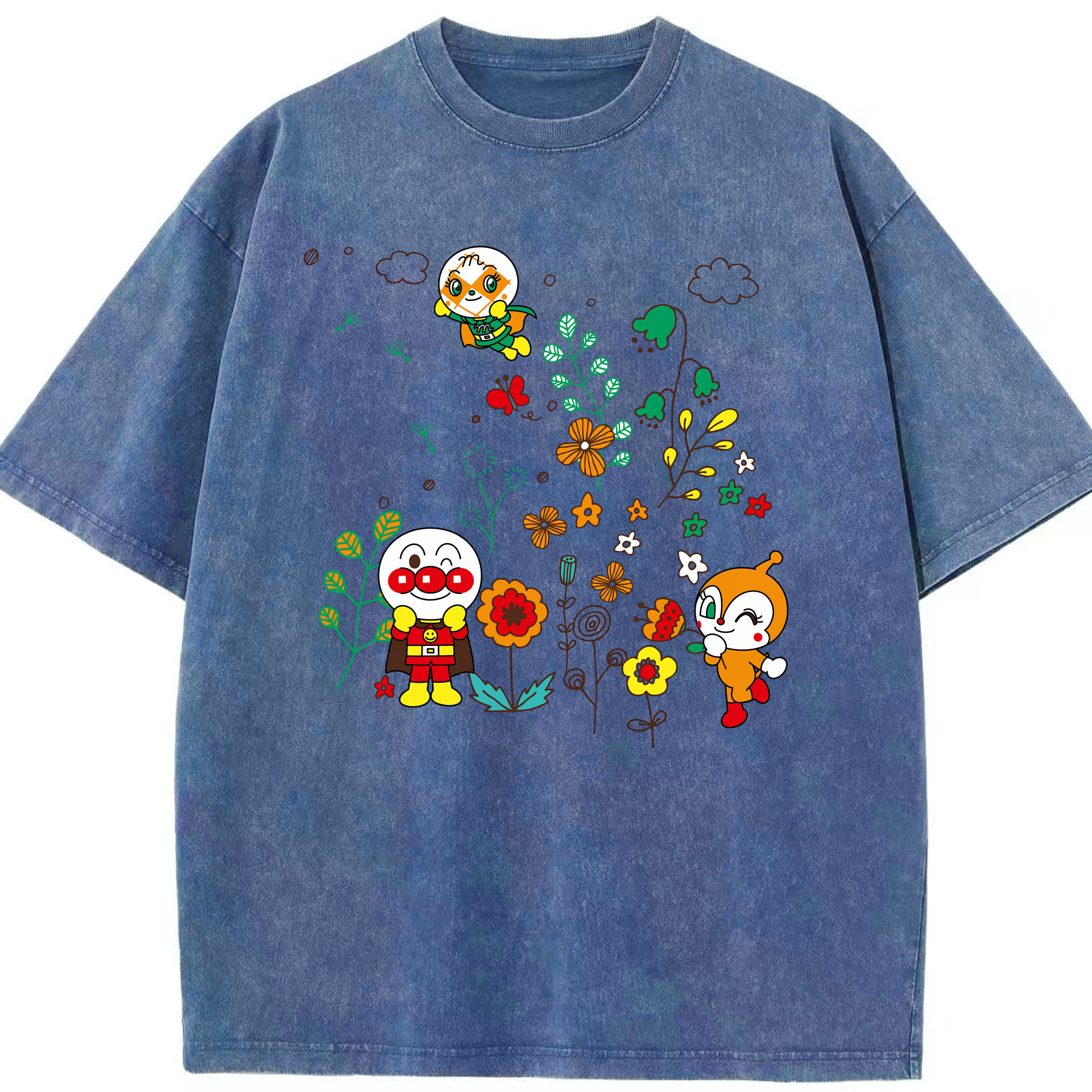 （画像用） アンパンマン Anpanman 綿100% ヴィンテージ風 半袖Tシャツ（フロントプリント）