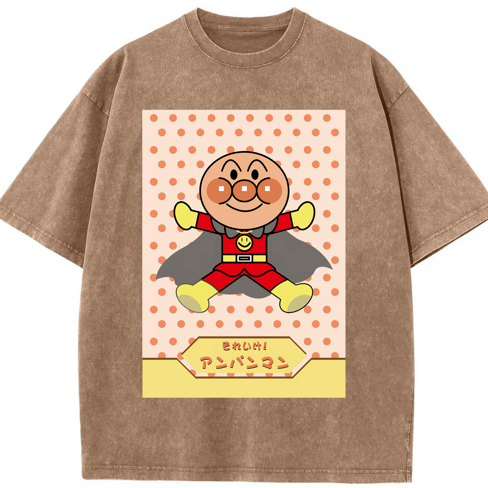 （画像用） アンパンマン Anpanman 綿100% ヴィンテージ風 半袖Tシャツ（フロントプリント）