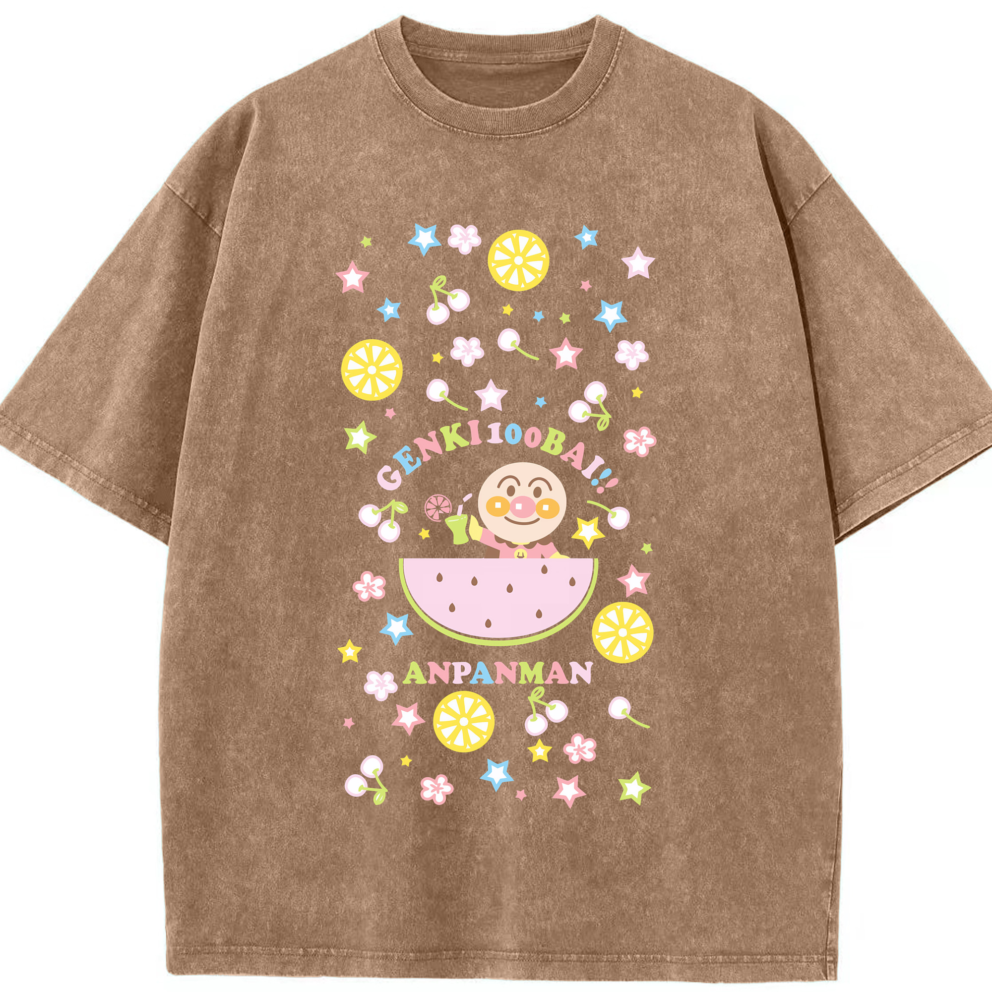 （画像用） アンパンマン Anpanman 綿100% ヴィンテージ風 半袖Tシャツ（フロントプリント）
