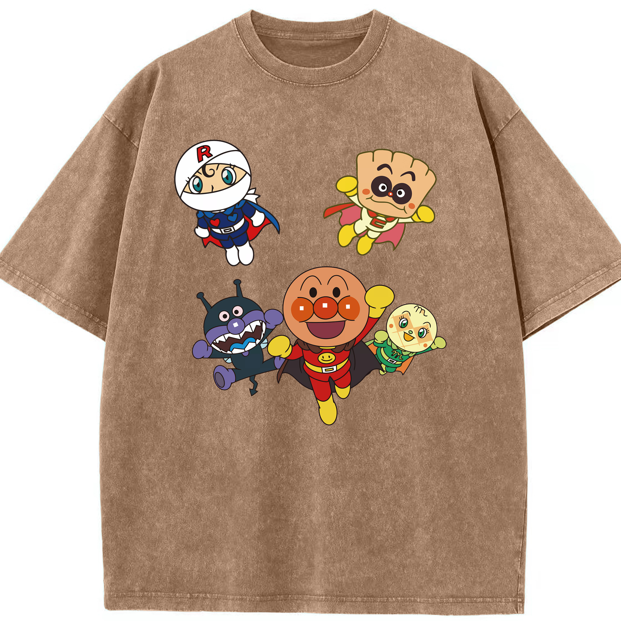 （画像用） アンパンマン Anpanman 綿100% ヴィンテージ風 半袖Tシャツ（フロントプリント）