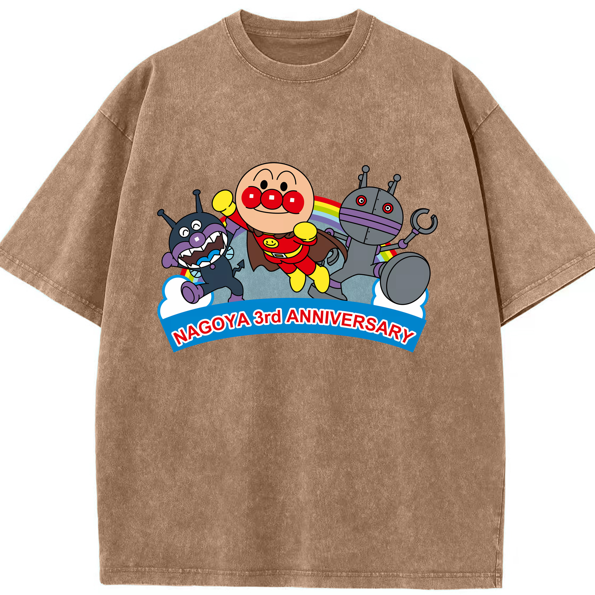 （画像用） アンパンマン Anpanman 綿100% ヴィンテージ風 半袖Tシャツ（フロントプリント）