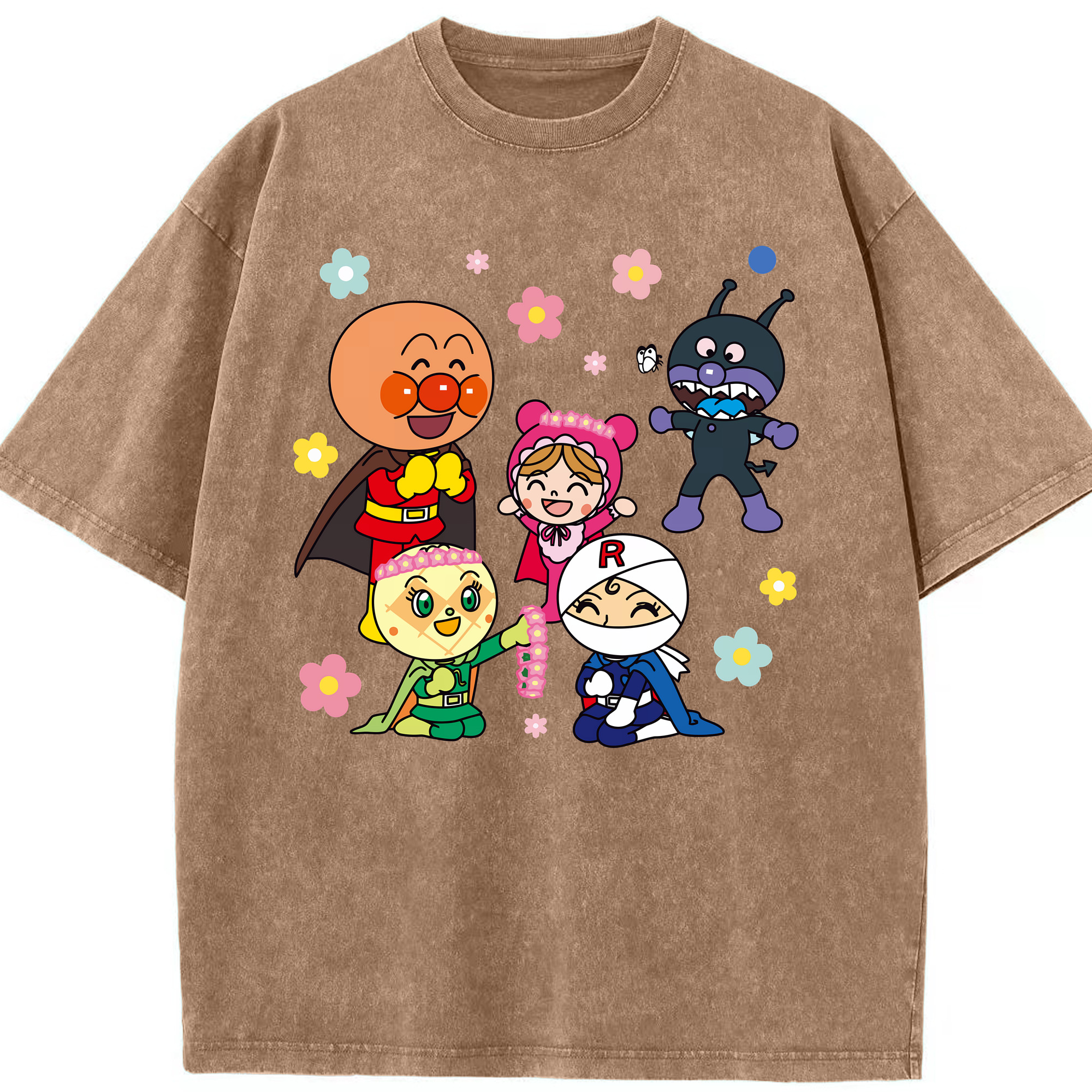 （画像用） アンパンマン Anpanman 綿100% ヴィンテージ風 半袖Tシャツ（フロントプリント）
