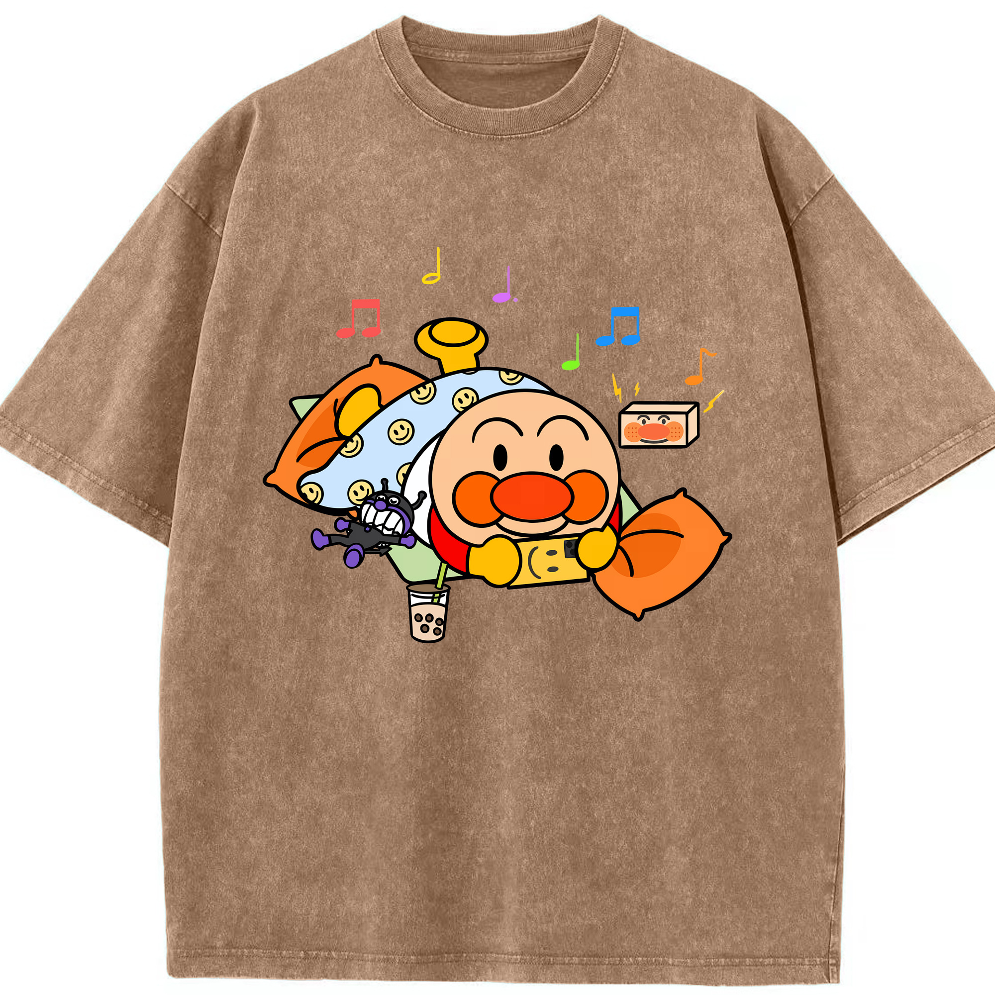 （画像用） アンパンマン Anpanman 綿100% ヴィンテージ風 半袖Tシャツ（フロントプリント）