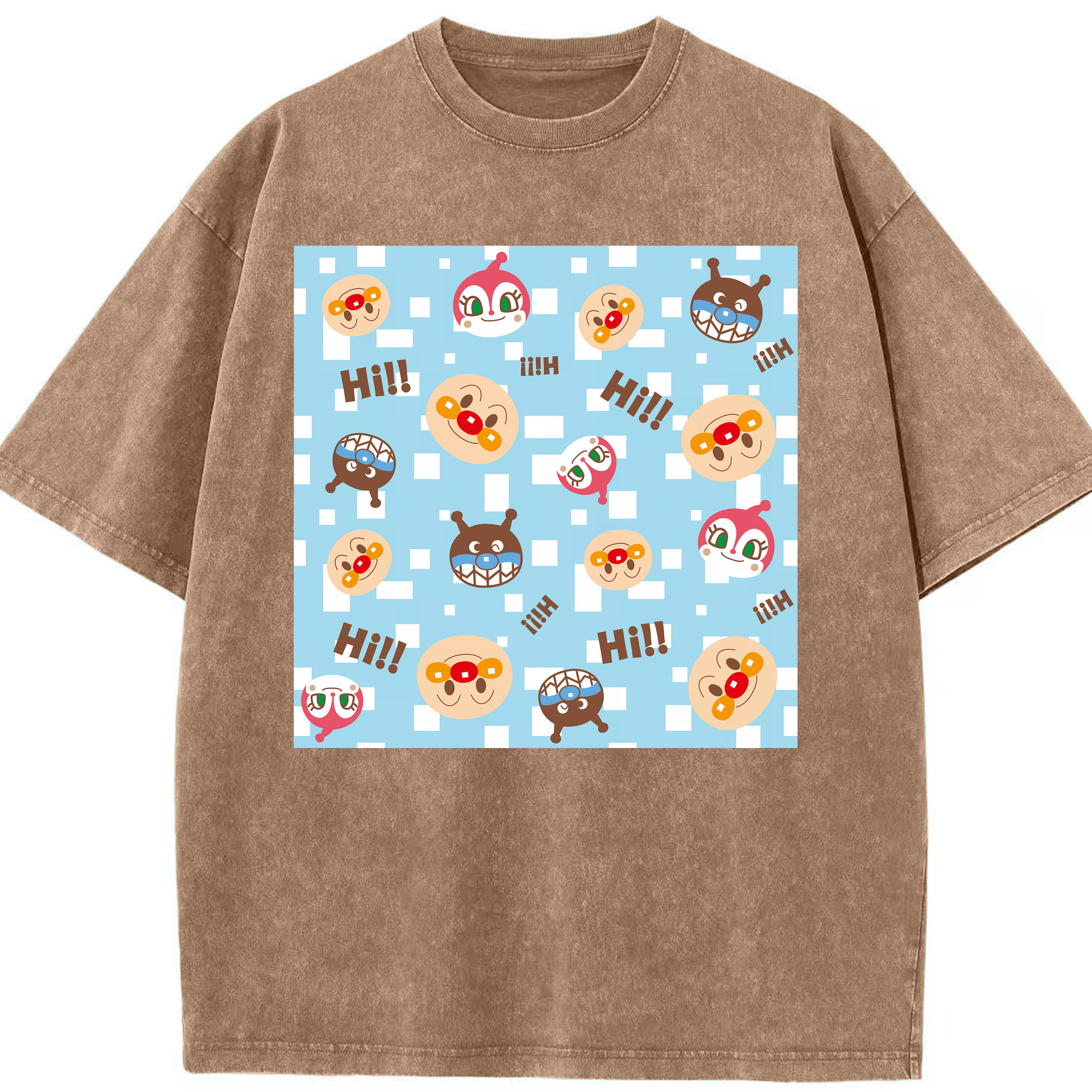 （画像用） アンパンマン Anpanman 綿100% ヴィンテージ風 半袖Tシャツ（フロントプリント）
