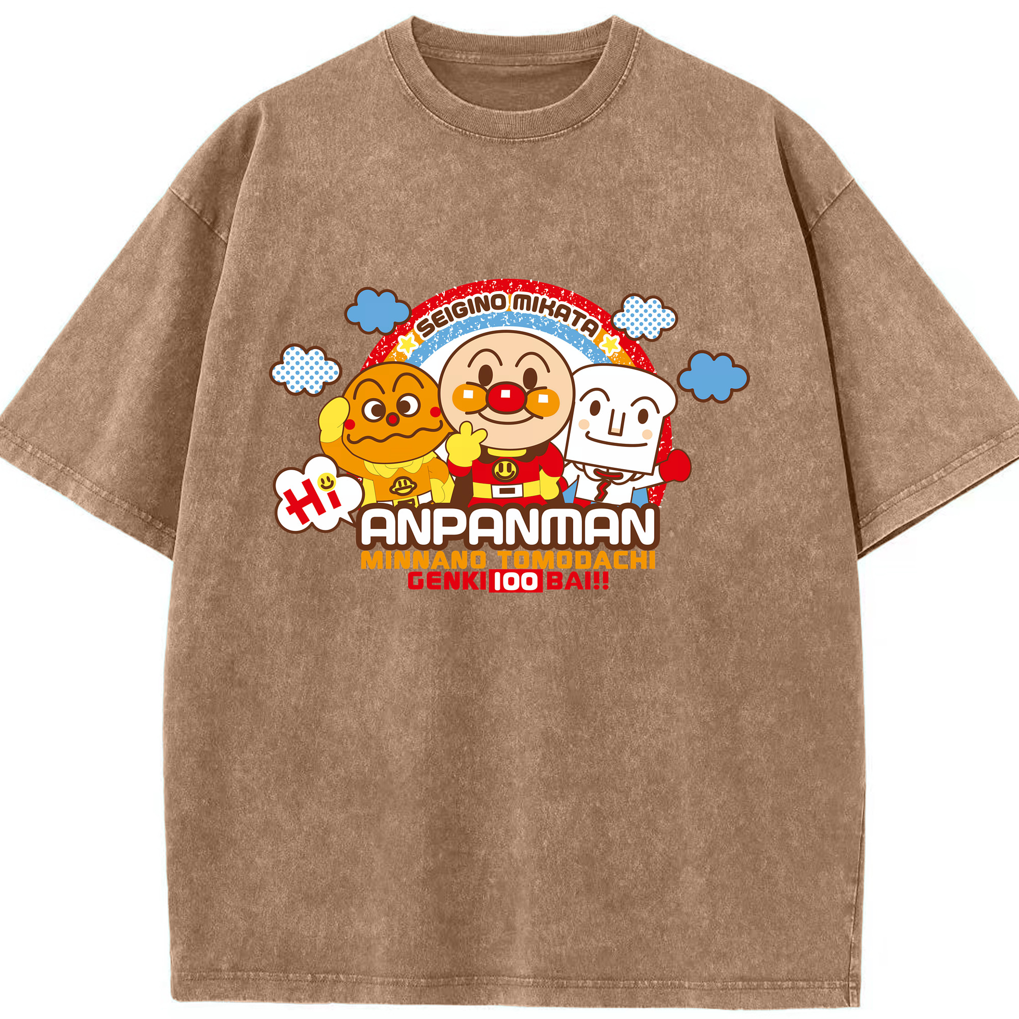 （画像用） アンパンマン Anpanman 綿100% ヴィンテージ風 半袖Tシャツ（フロントプリント）