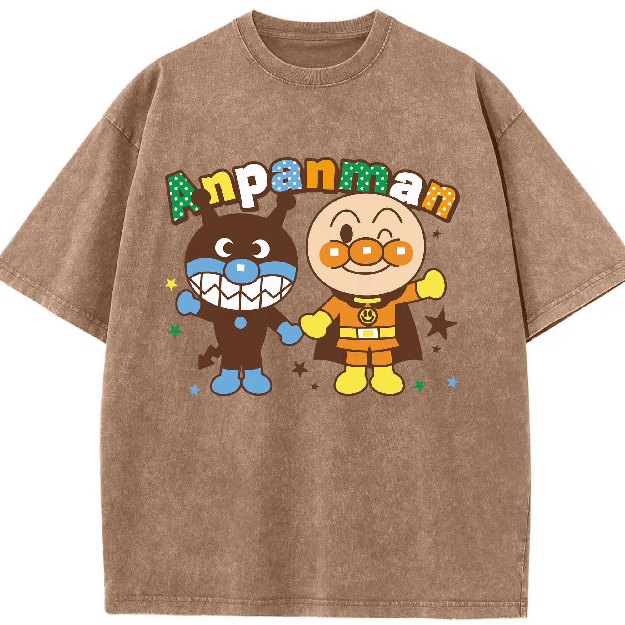 （画像用） アンパンマン Anpanman 綿100% ヴィンテージ風 半袖Tシャツ（フロントプリント）