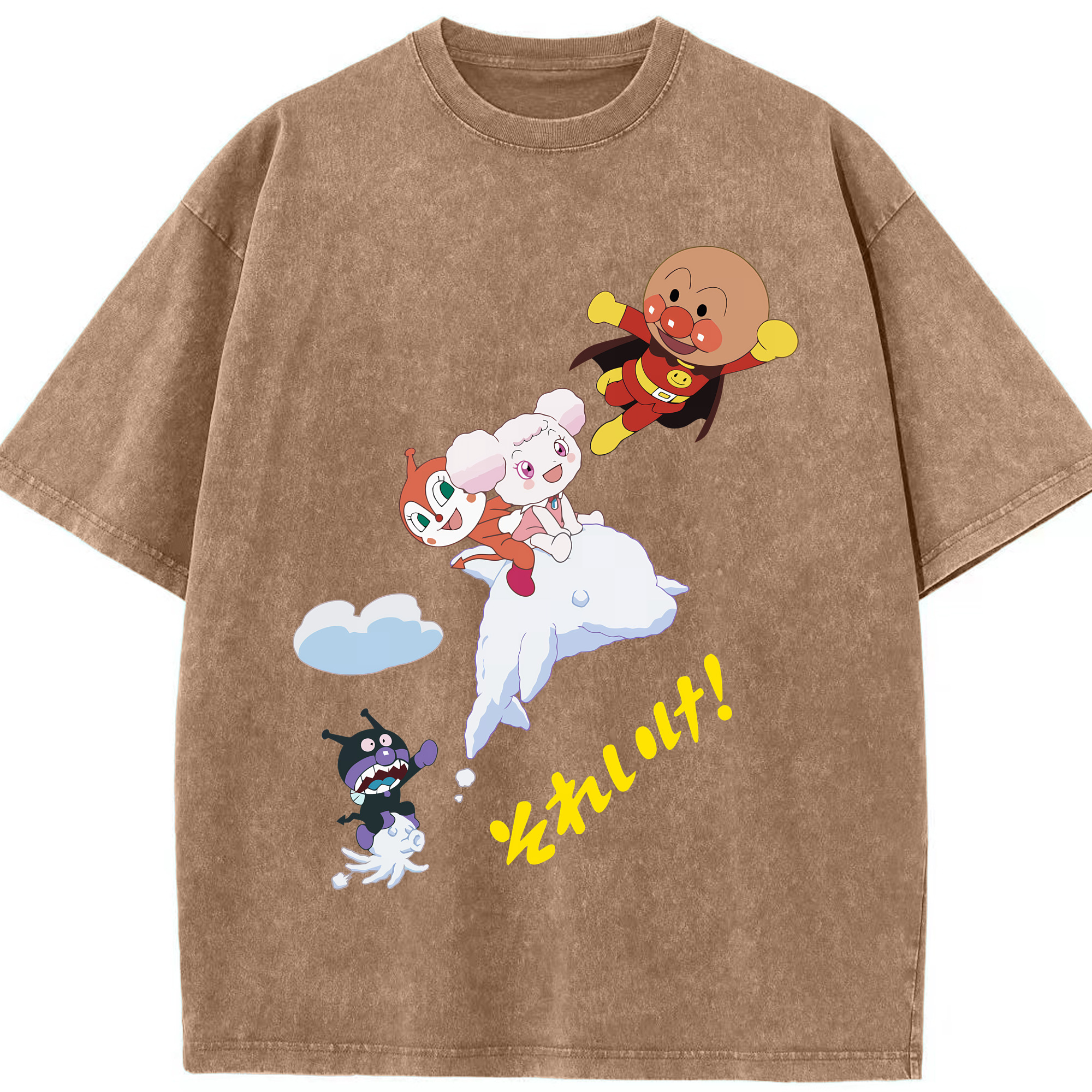 （画像用） アンパンマン Anpanman 綿100% ヴィンテージ風 半袖Tシャツ（フロントプリント）
