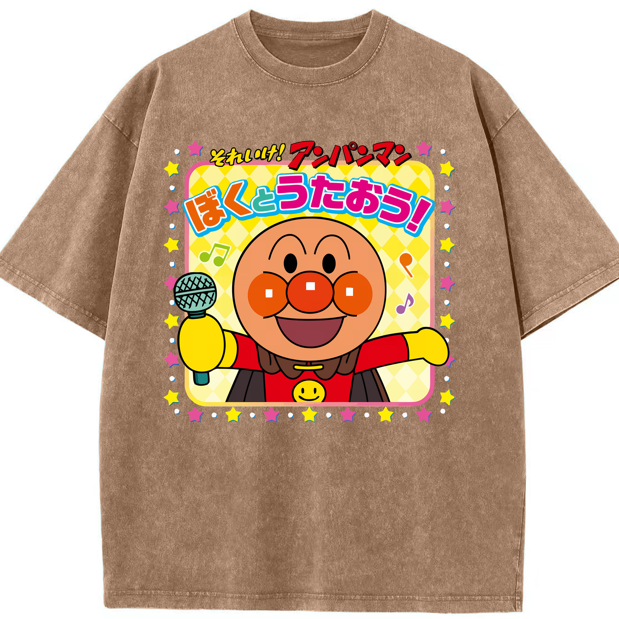 （画像用） アンパンマン Anpanman 綿100% ヴィンテージ風 半袖Tシャツ（フロントプリント）