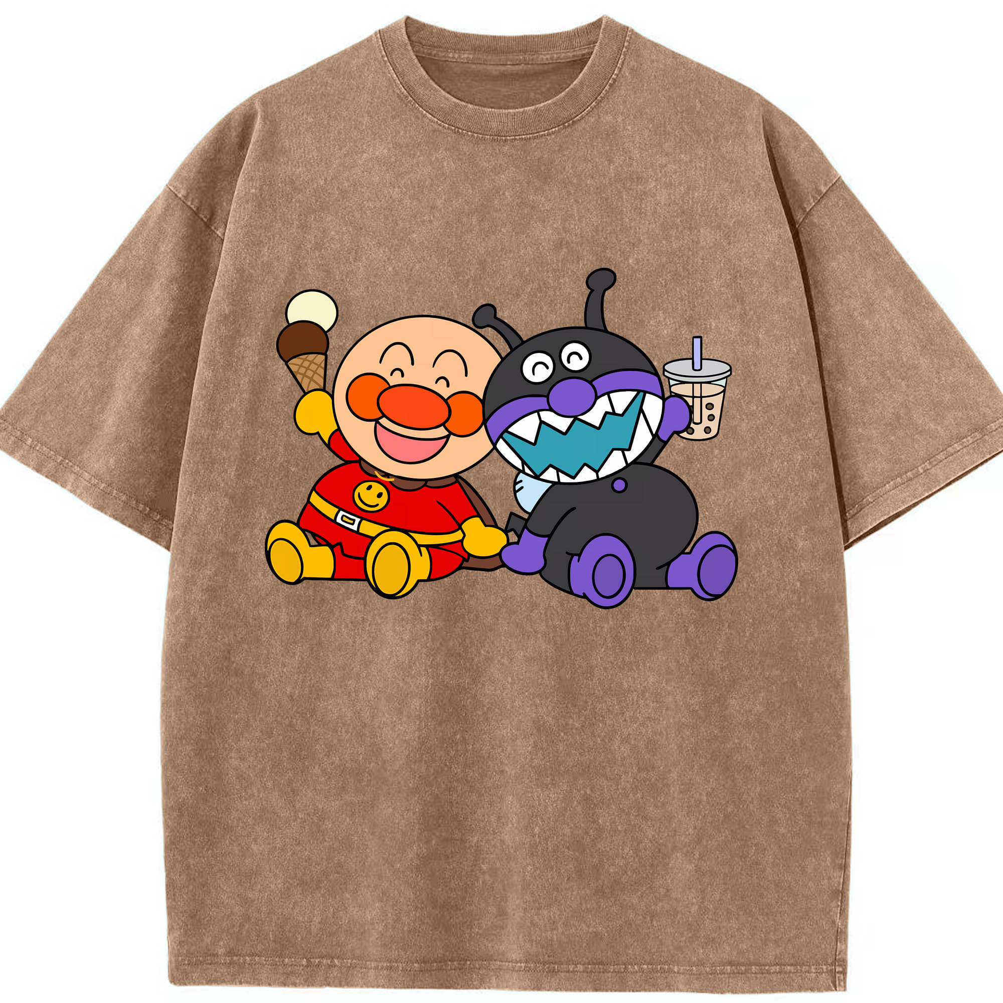 （画像用） アンパンマン Anpanman 綿100% ヴィンテージ風 半袖Tシャツ（フロントプリント）