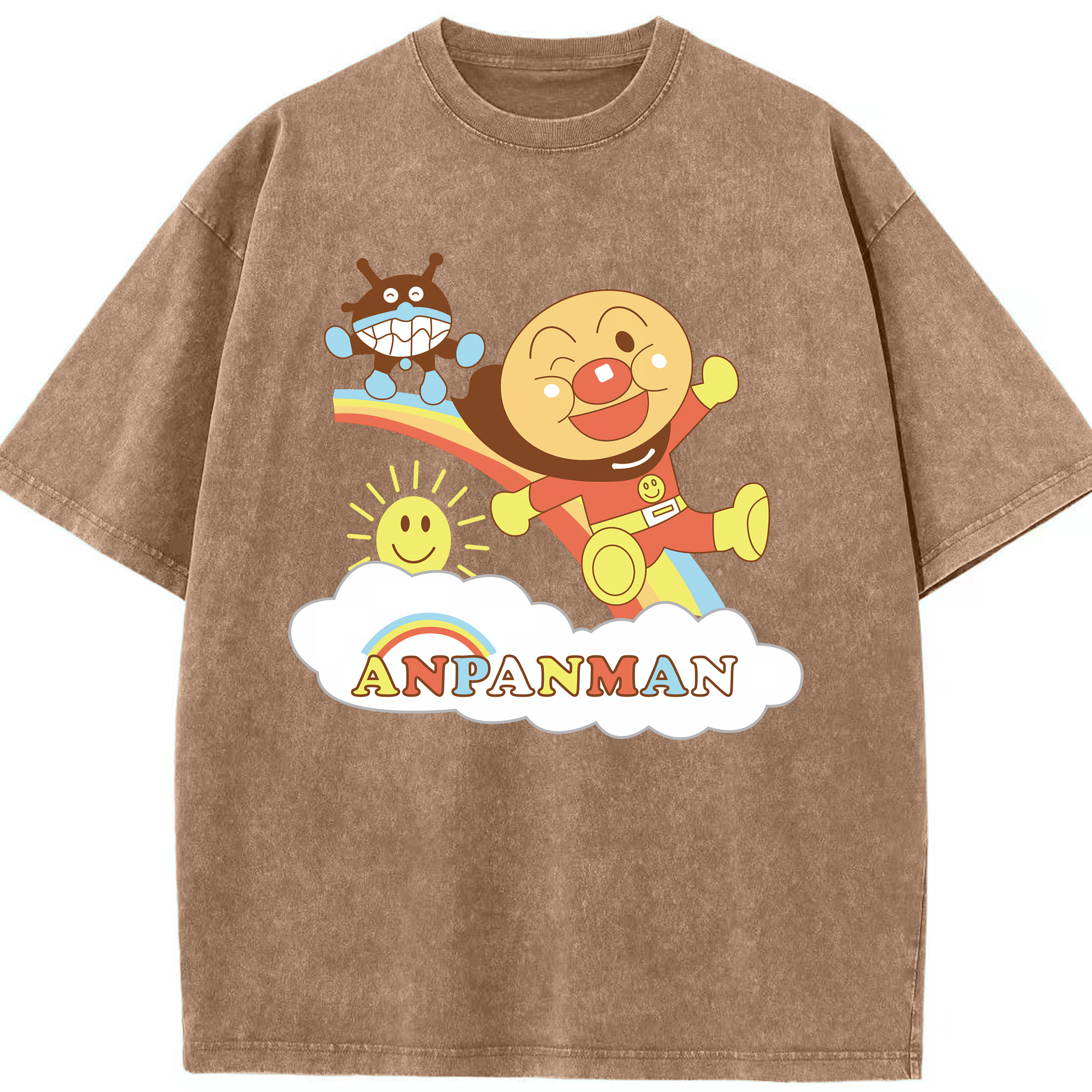 （画像用） アンパンマン Anpanman 綿100% ヴィンテージ風 半袖Tシャツ（フロントプリント）